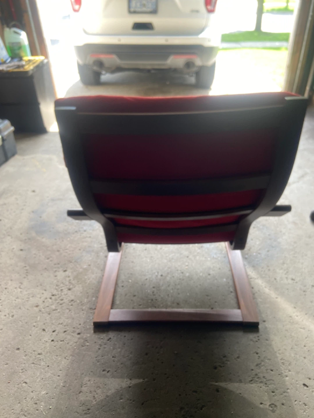 Red Accent Chair with Wooden Frame - photo 2