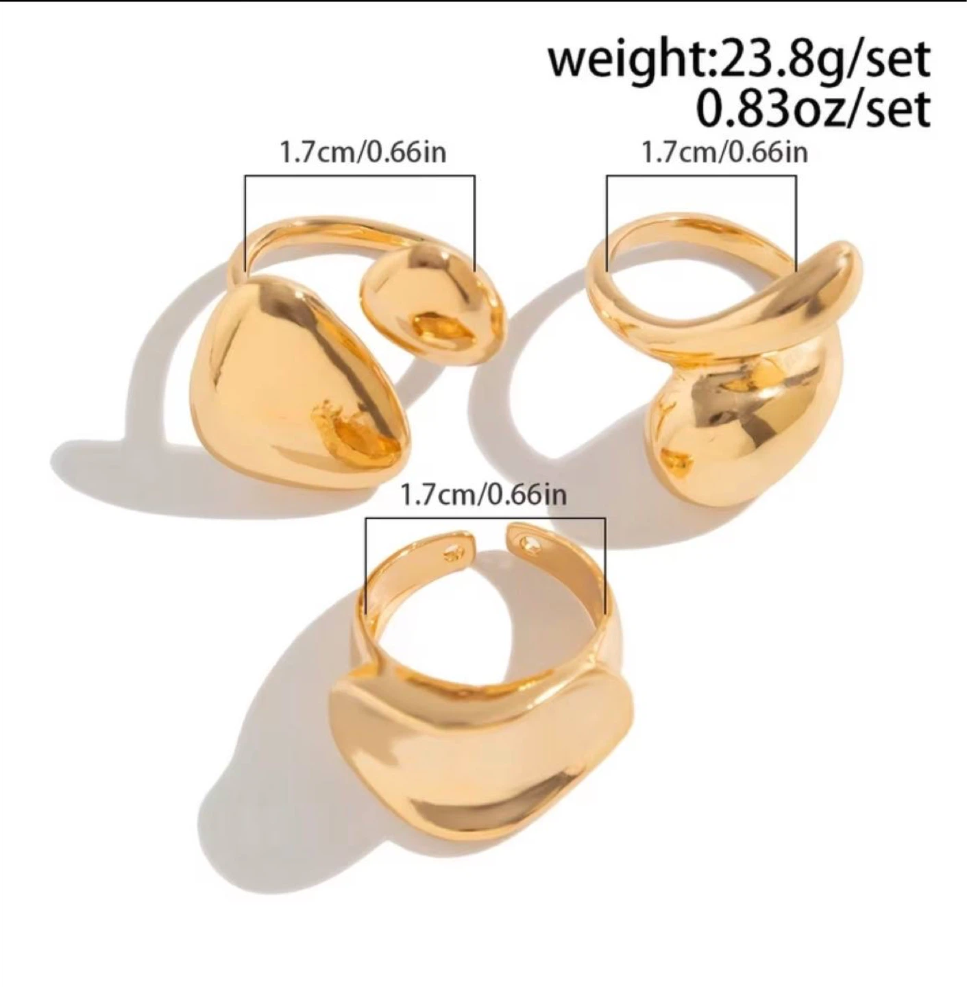 Silver Chunky Dome Ring Set (3 Pieces) - photo 4