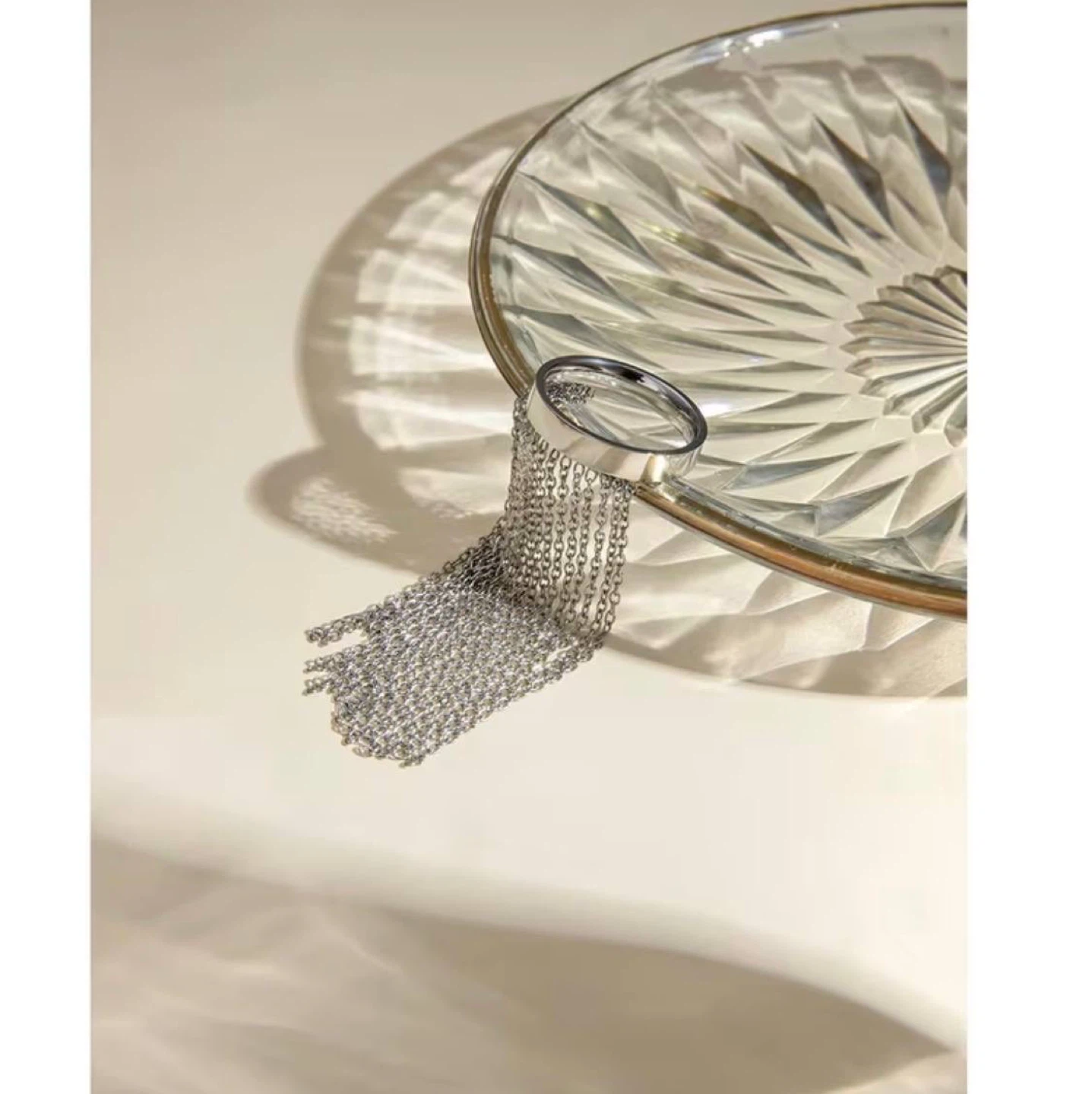 Silver Chain Tassel Fringe Ring - photo 4