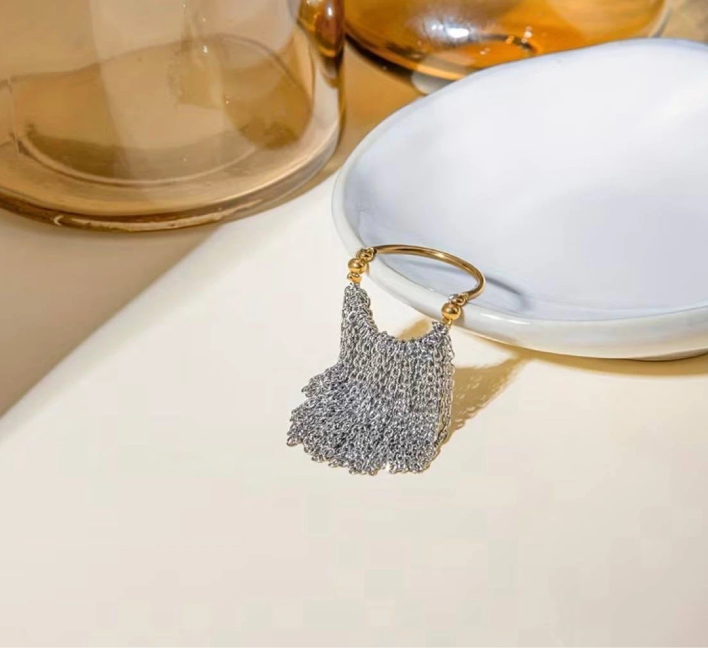 Gold & Silver Chain Fringe Ring - photo 3