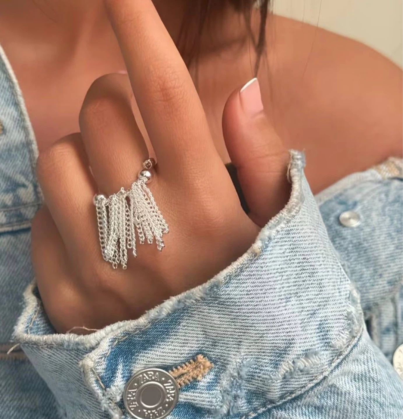 Gold & Silver Chain Fringe Ring
