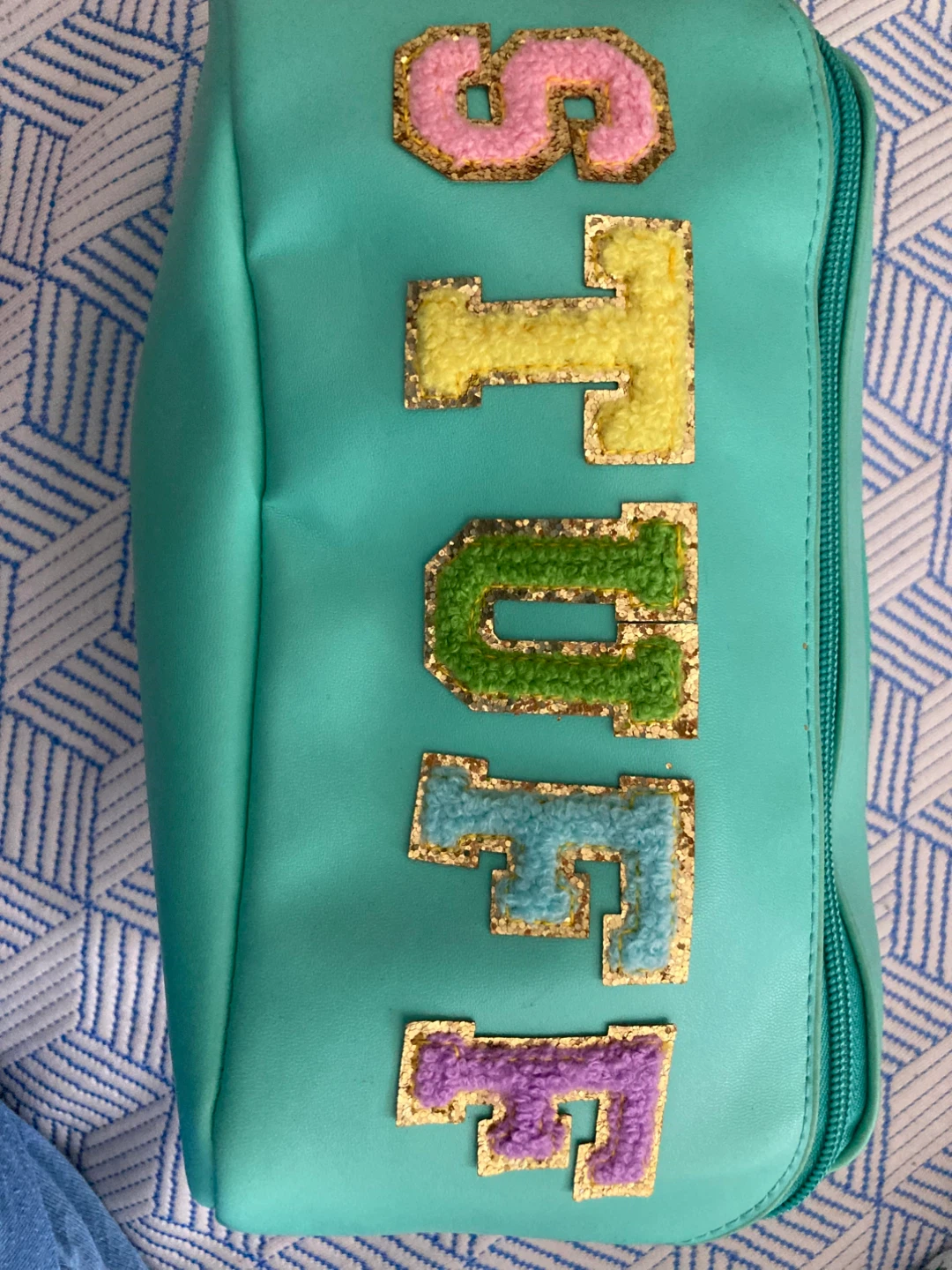 Teal Pouch with "STUFF" Appliqué⚽️