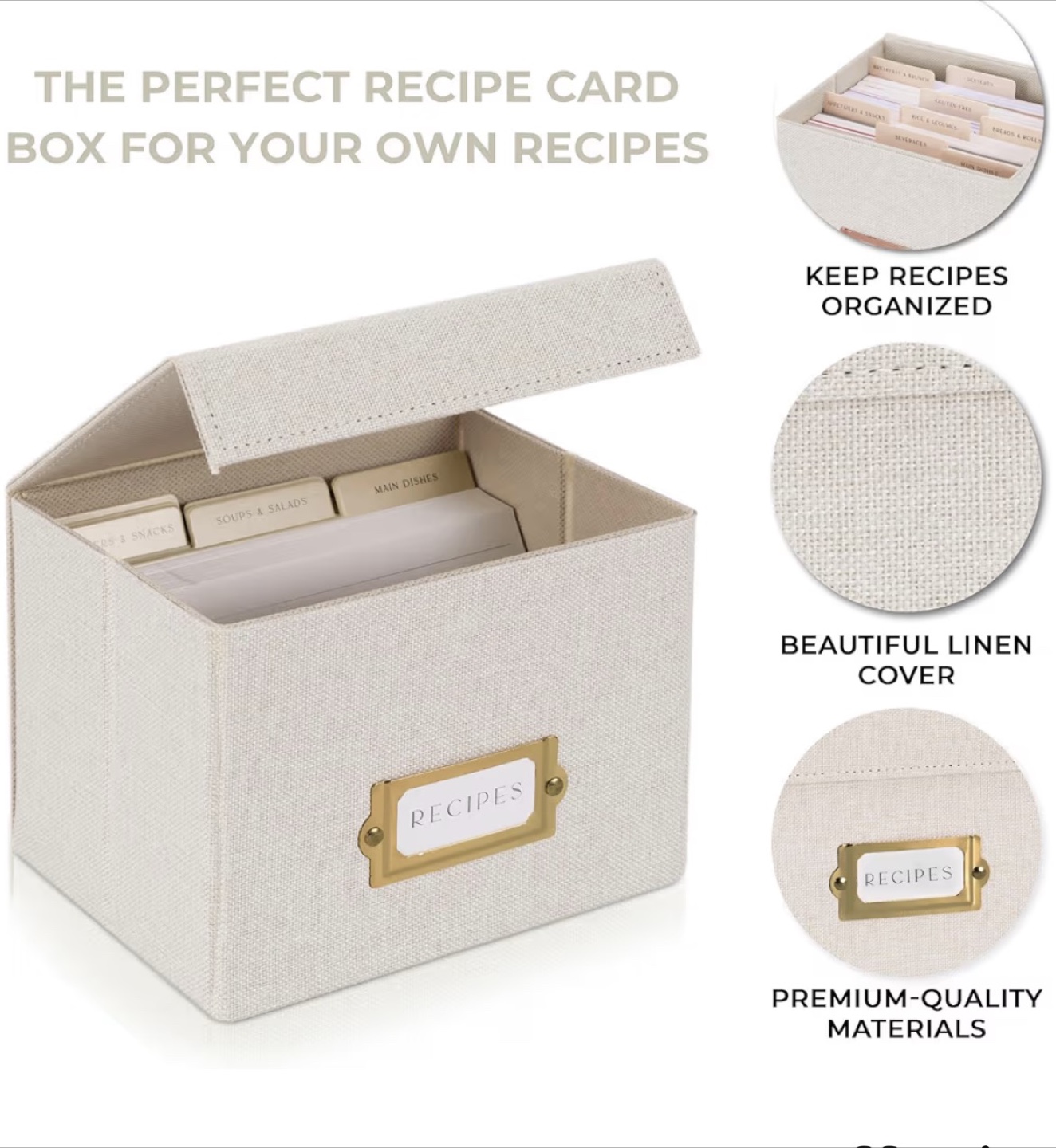 NEW linen recipe card box - photo 4