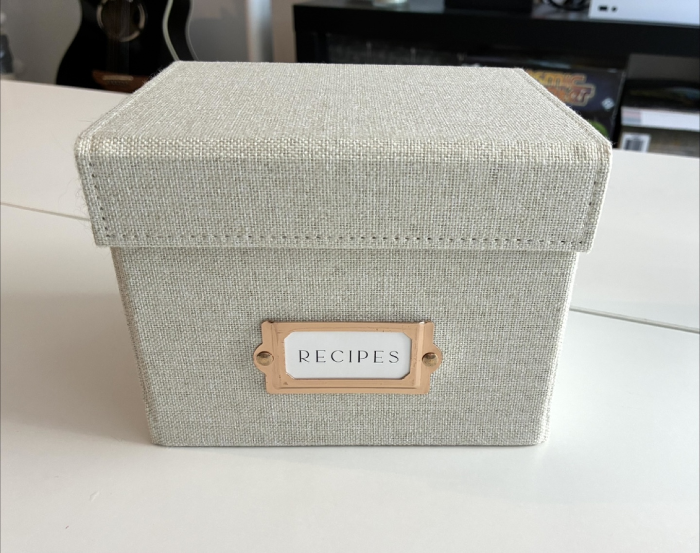 NEW linen recipe card box - photo 2