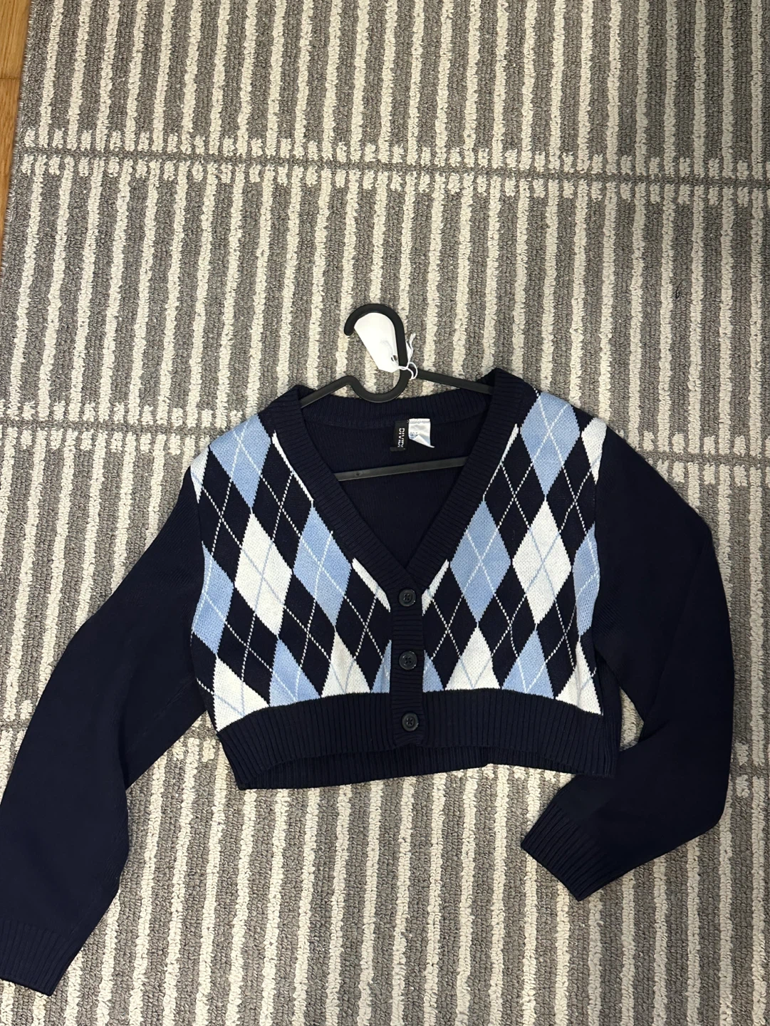 Navy Blue Cropped Cardigan