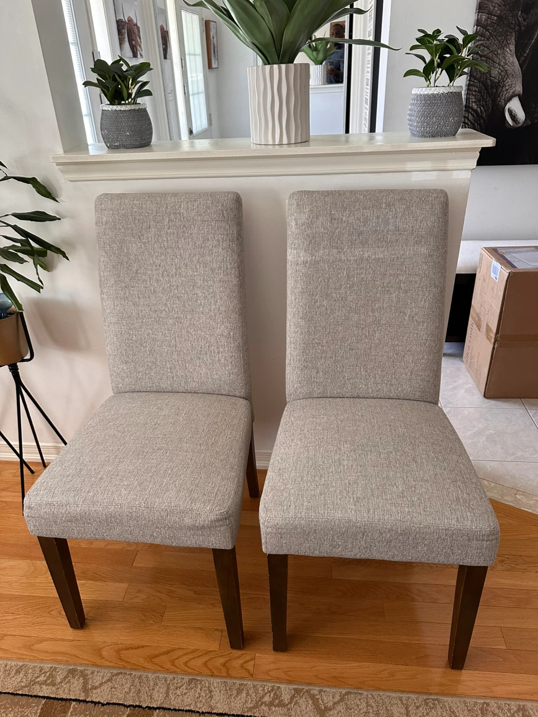 Set of 2 Grey Upholstered Dining Chairs - photo 2