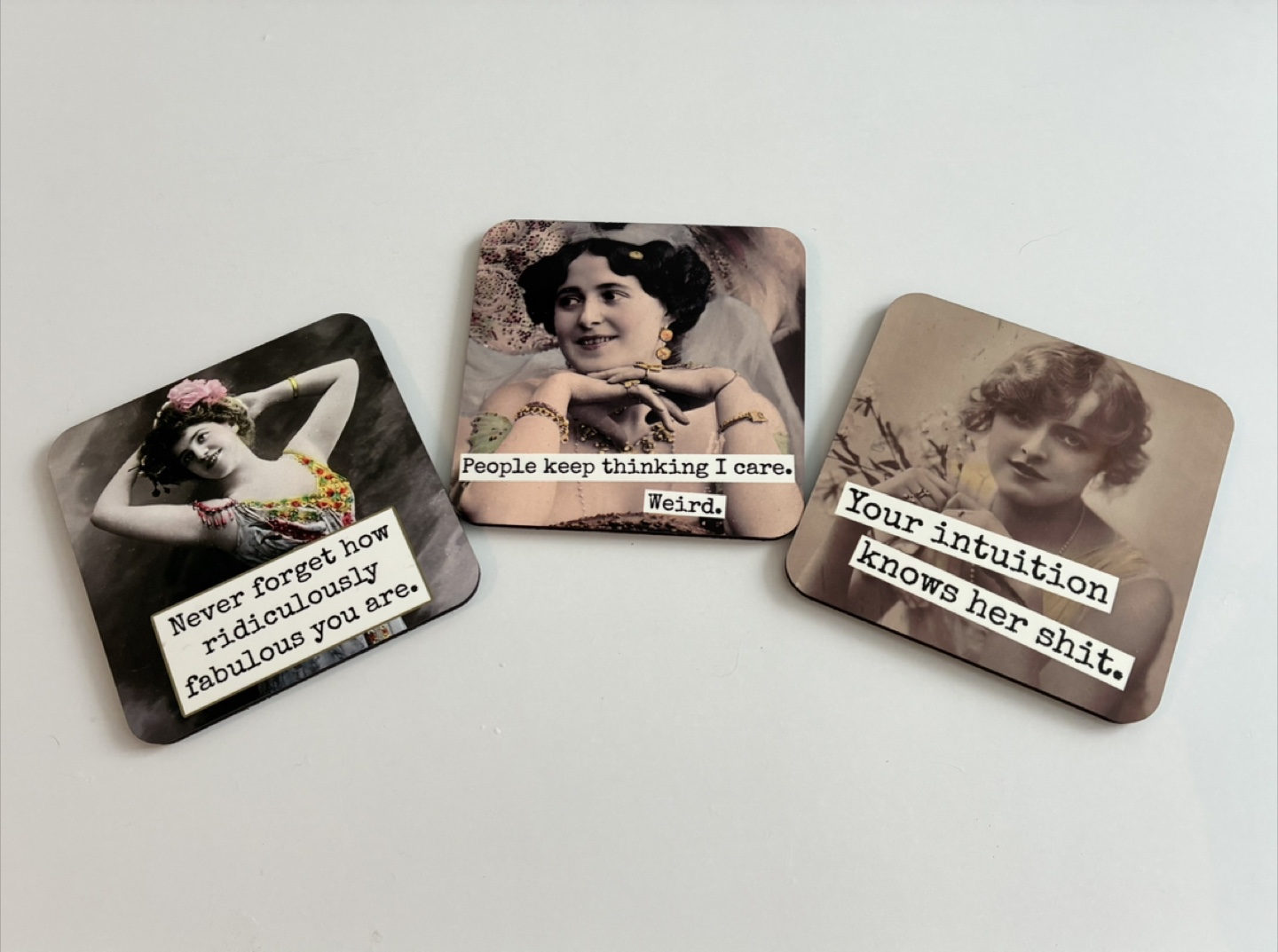 Set of 3 quirky coasters