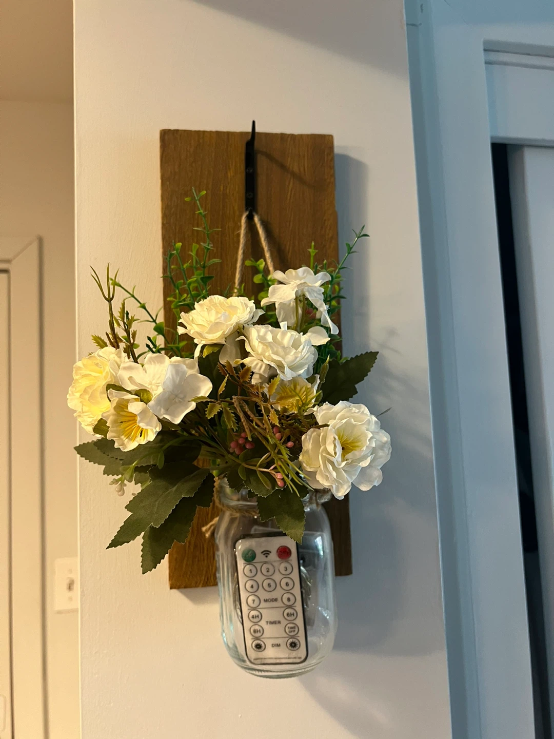 Artificial Floral Arrangement with Mason Jar Wall Decor - photo 2