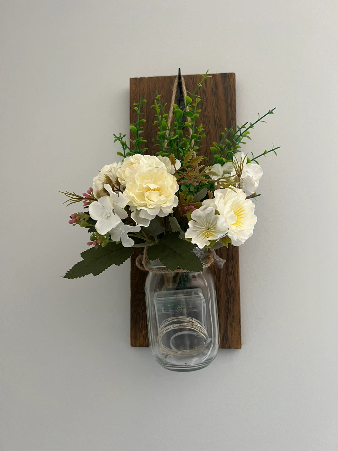 Artificial Floral Arrangement with Mason Jar Wall Decor - photo 3