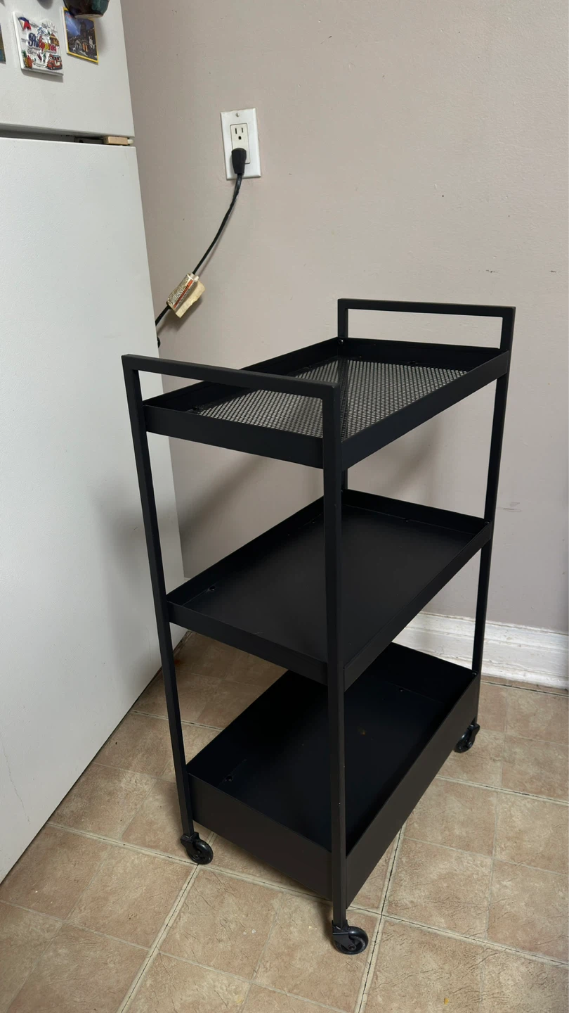 Black 3-Tier Rolling Utility Cart