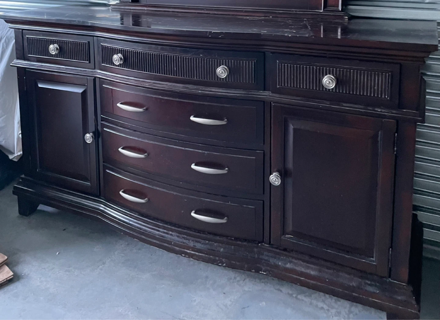 Dark Wood Bedroom Dresser with night stand