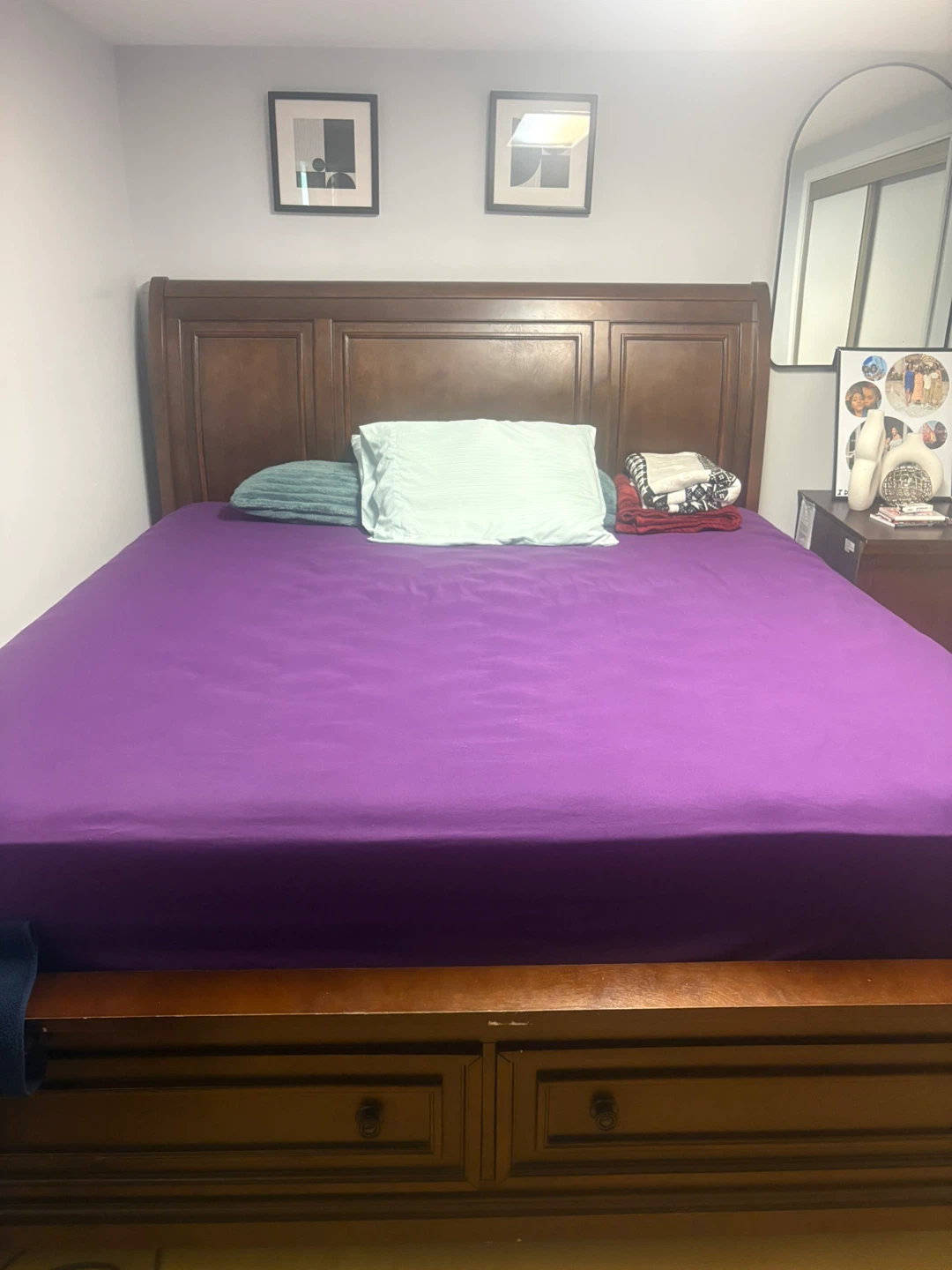 Wooden Headboard Bed Frame with mattress - photo 3