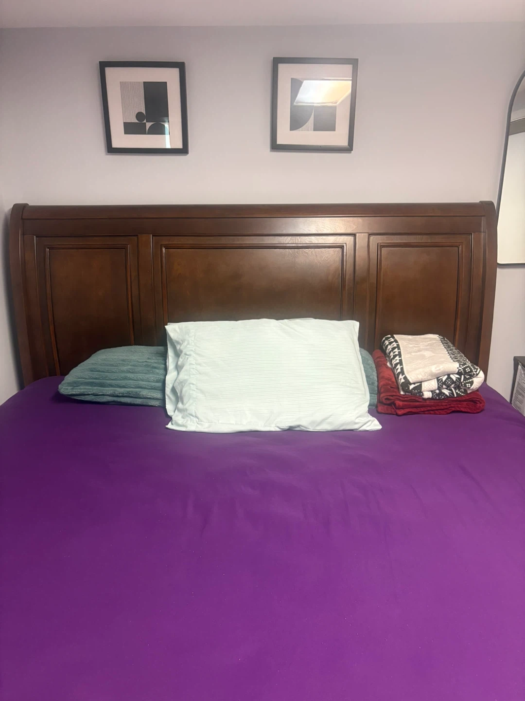 Wooden Headboard Bed Frame with mattress - photo 4