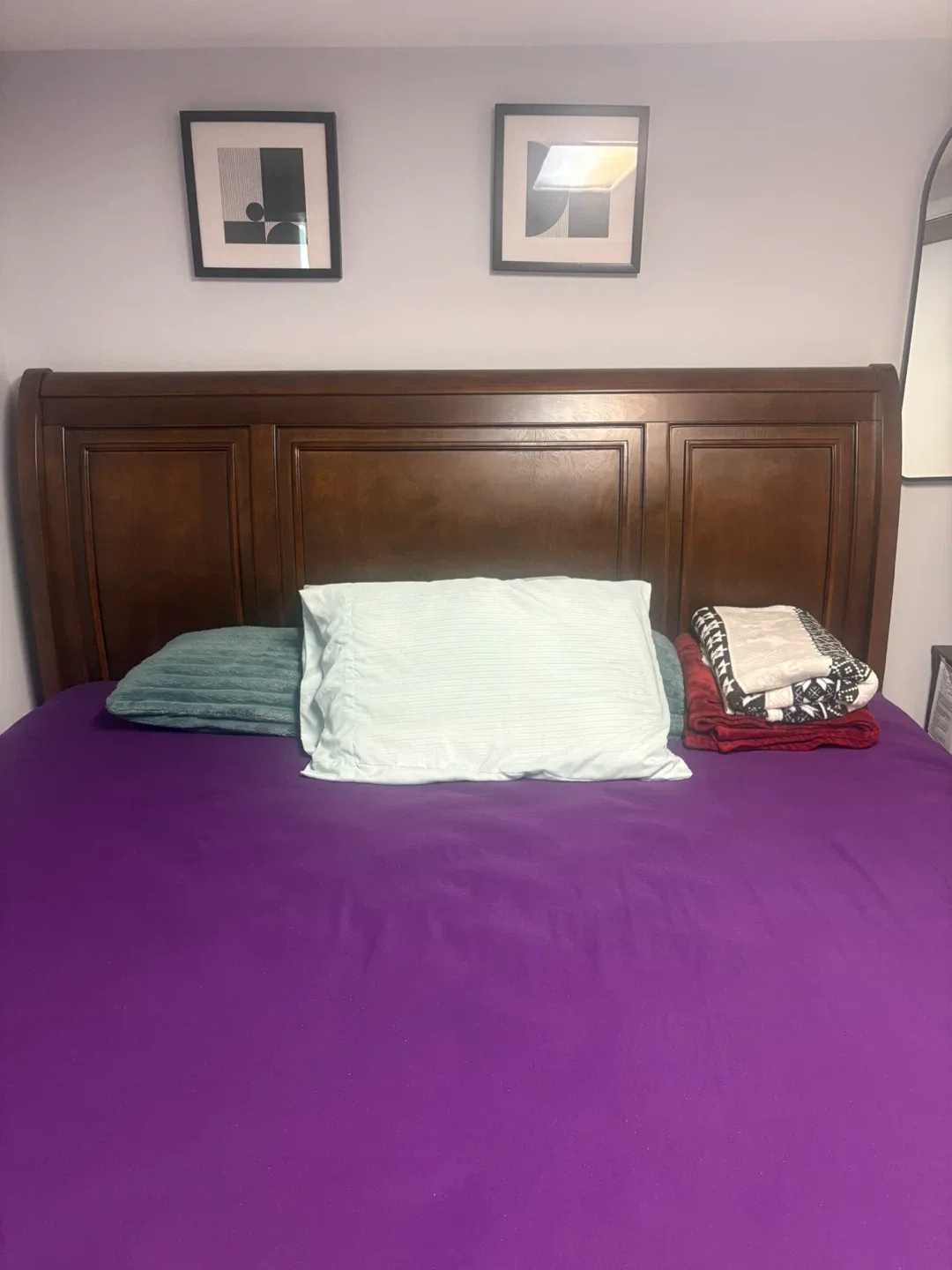 Wooden Headboard Bed Frame with mattress - photo 4