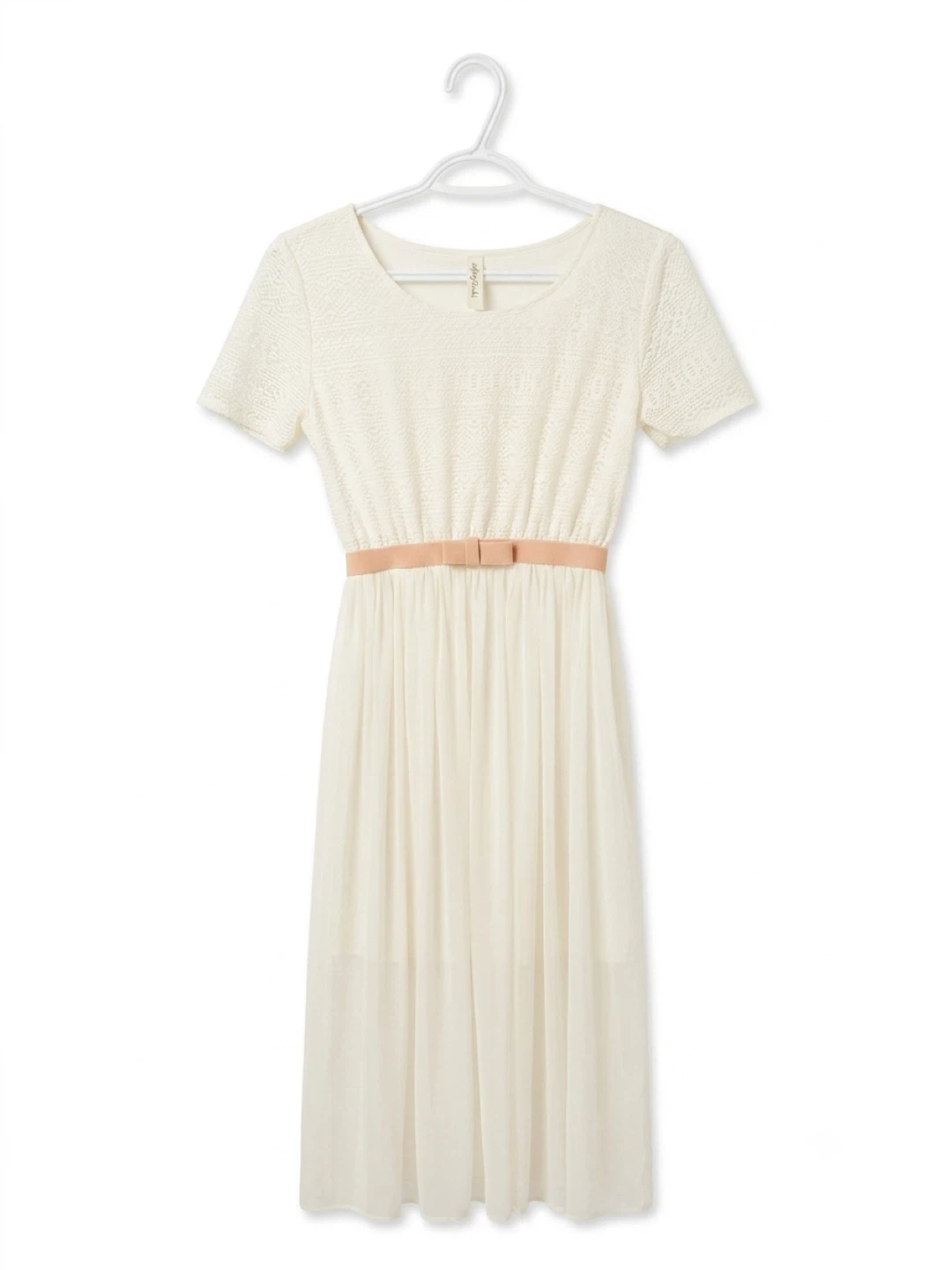 White Lace Dress with Belt