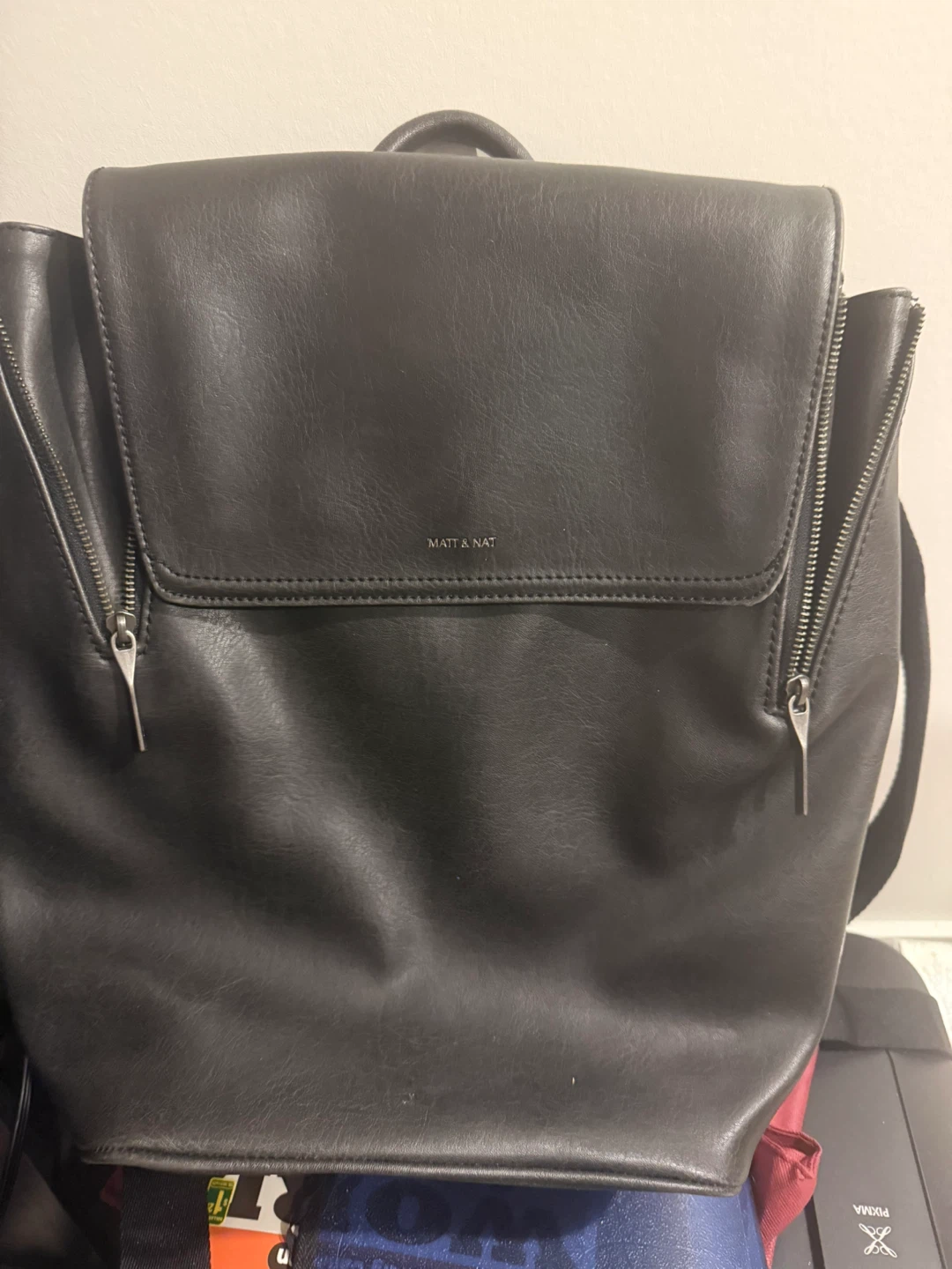 Matt & Nat Black Faux Leather Backpack
