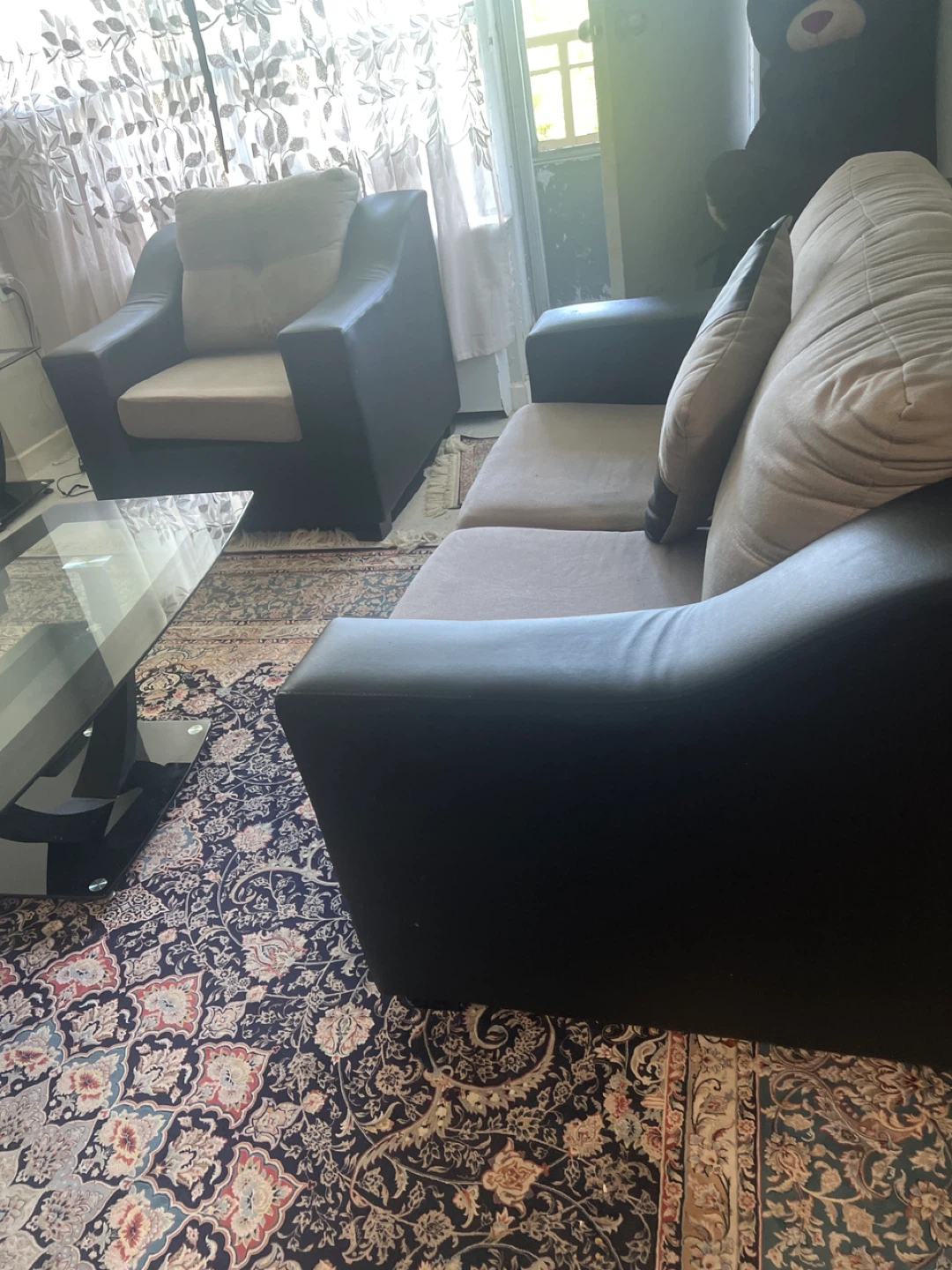 Tan and Black Sofa and Loveseat Set - photo 5