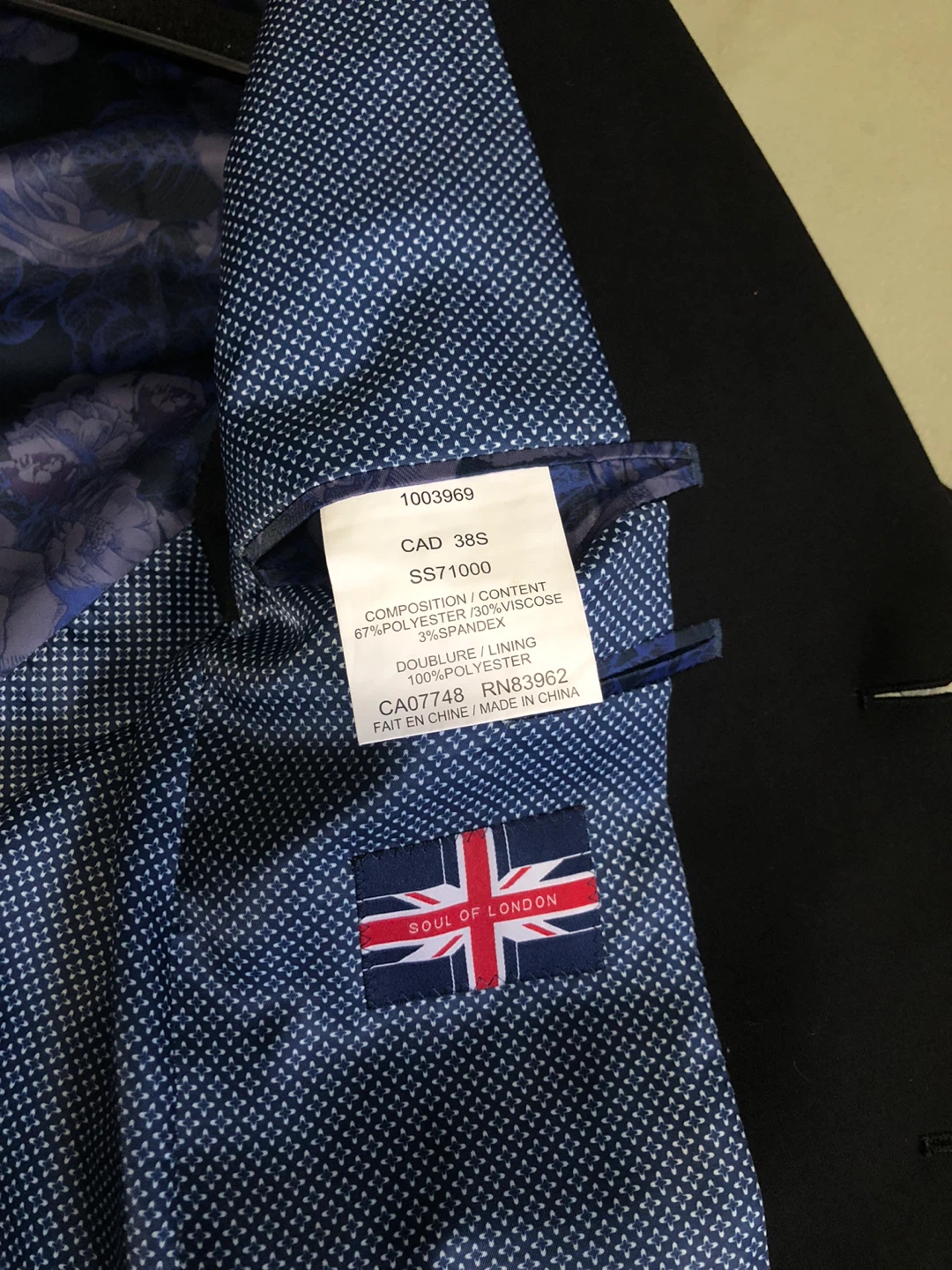 Soul of London Black Suit Jacket and Trousers - CAD 38S - photo 5