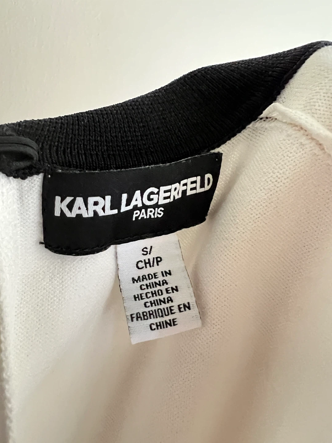 Karl Lagerfeld Paris White & Black Collared Knit Top - photo 5