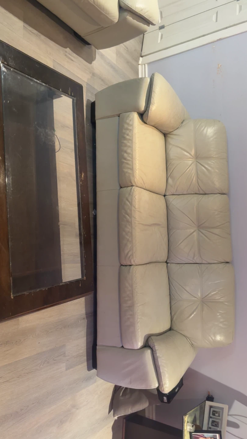 Cream Leather Sofa