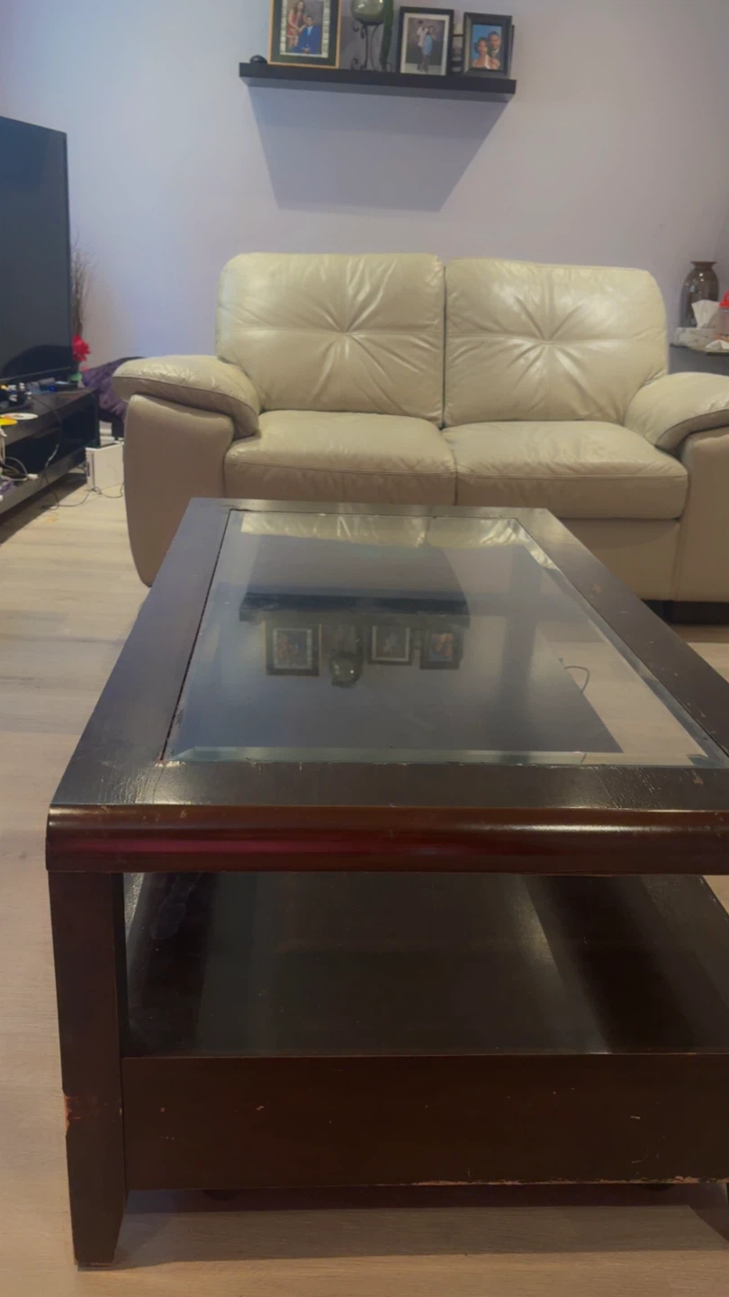 Cream Leather Sofa - photo 3