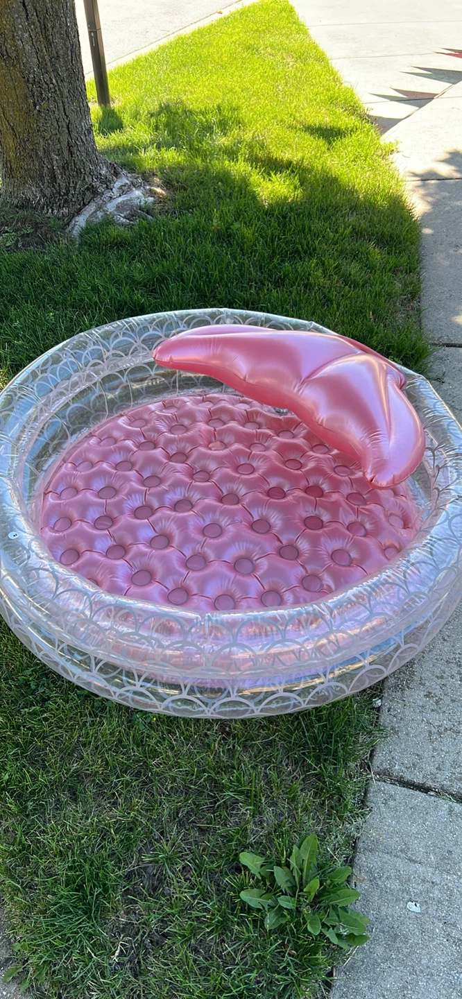 Pink Inflatable Kiddie Pool with Whale Float