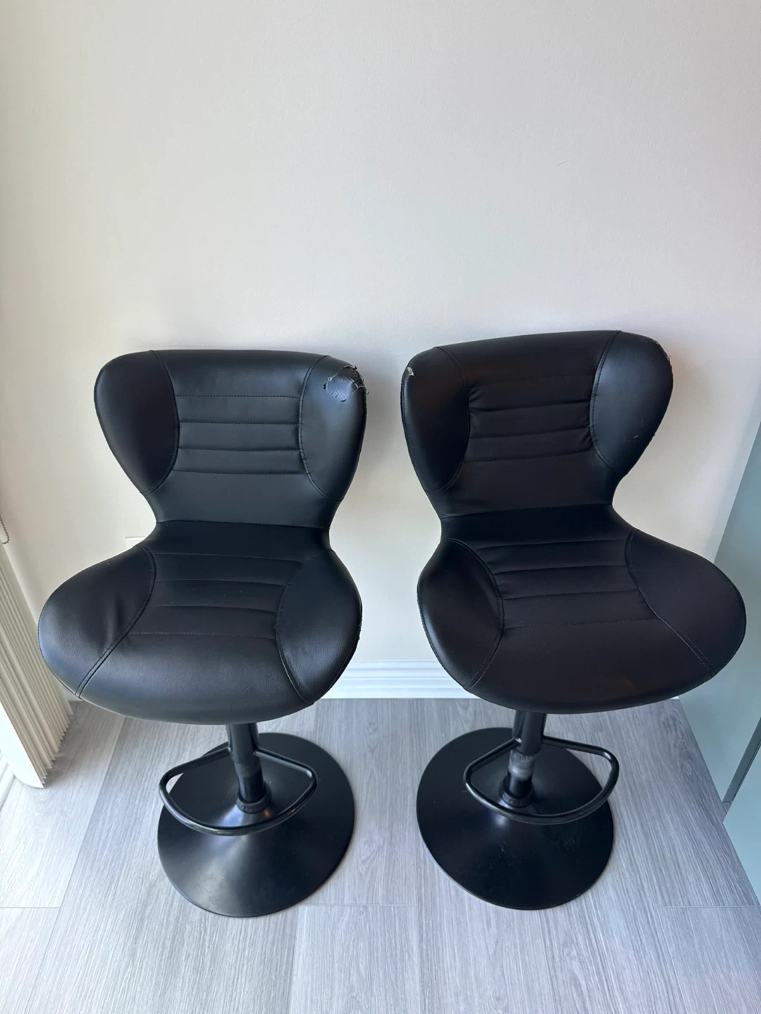 Black Faux Leather Bar Stools (Set of 2)