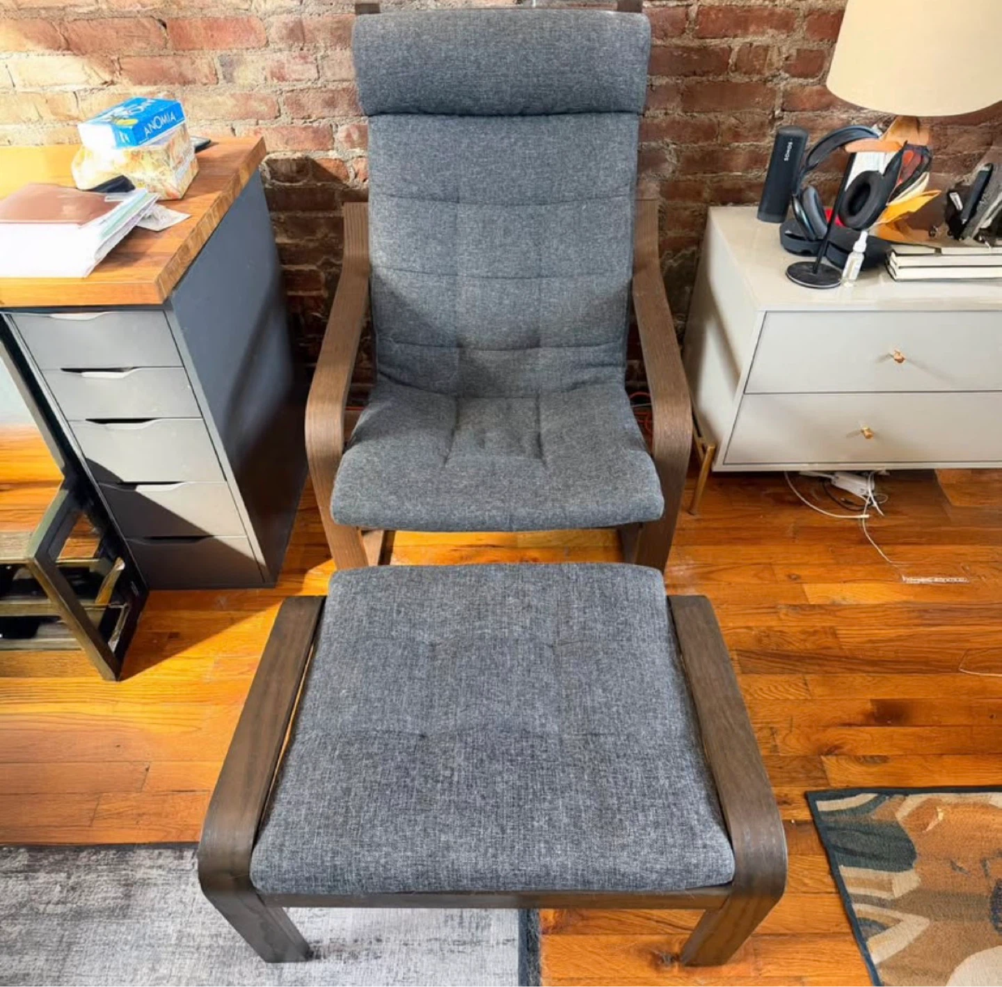 IKEA armchair with footrest