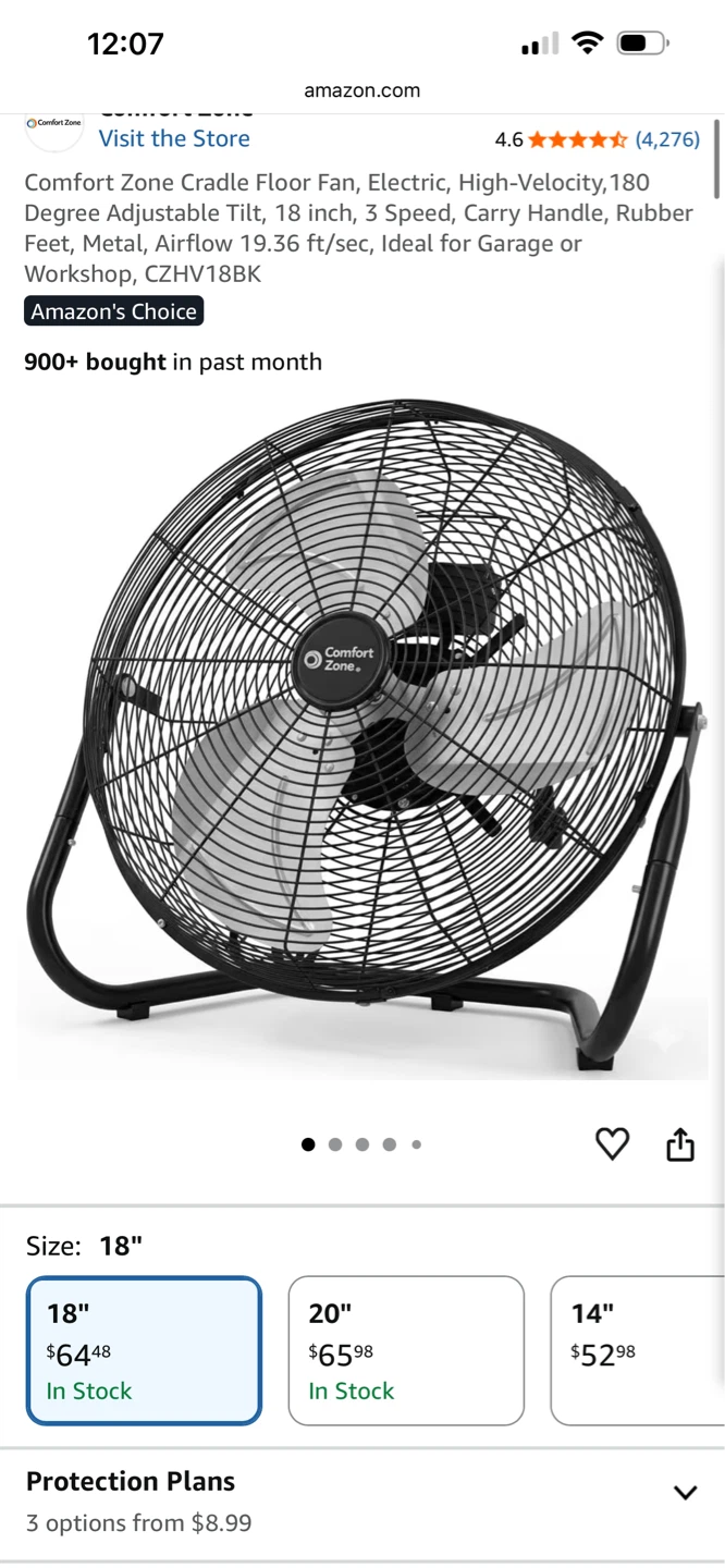 Comfort Zone 18-inch High-Velocity Floor Fan ⚽ - photo 2