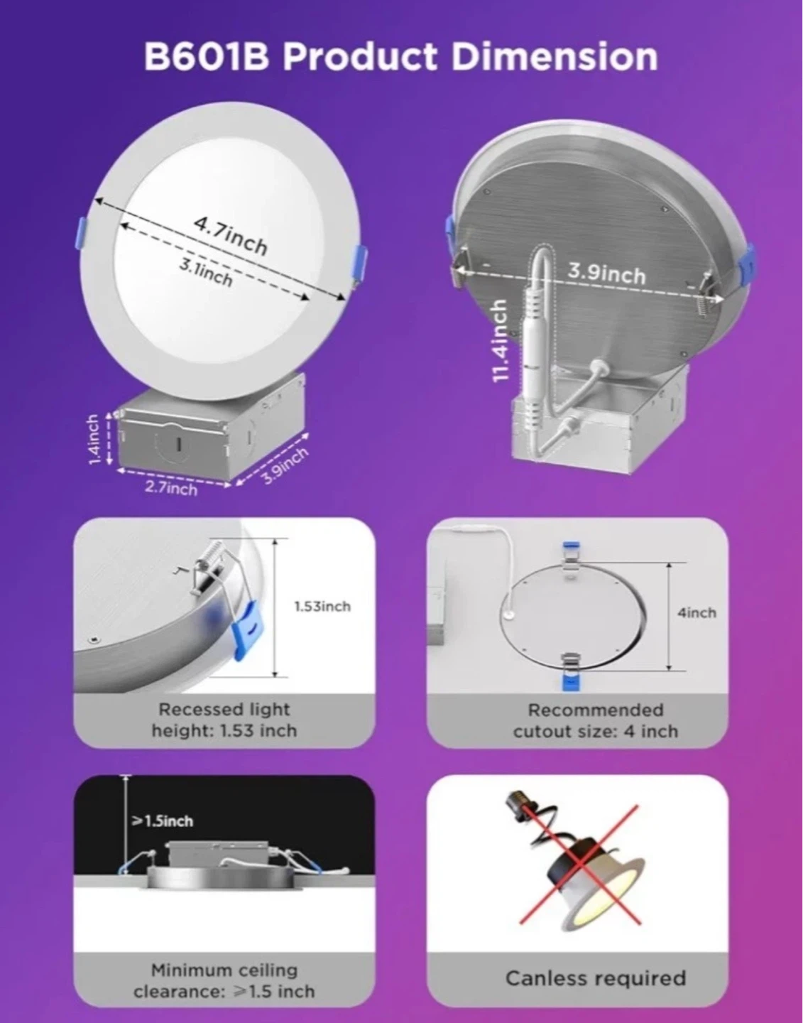 Govee RGBWW Recessed Downlight 4 Pack - photo 2