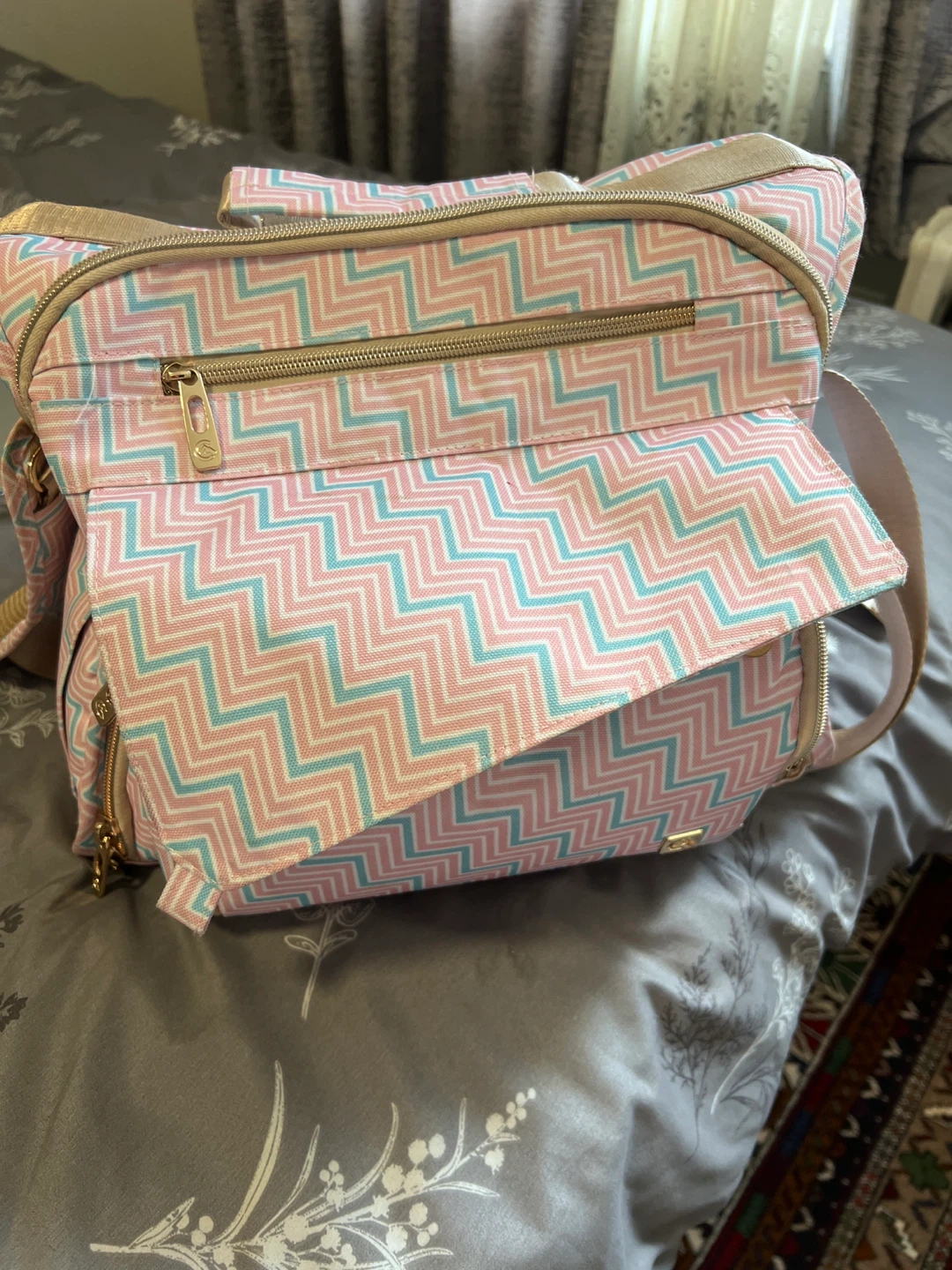 Pink and Blue Chevron Diaper Bag ⚽