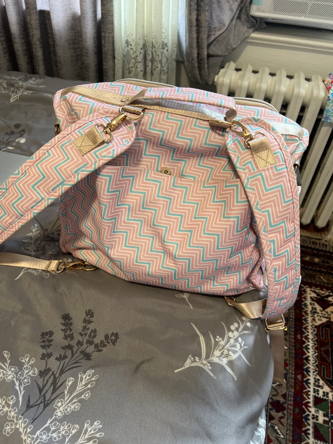 Pink and Blue Chevron Diaper Bag ⚽ - photo 2