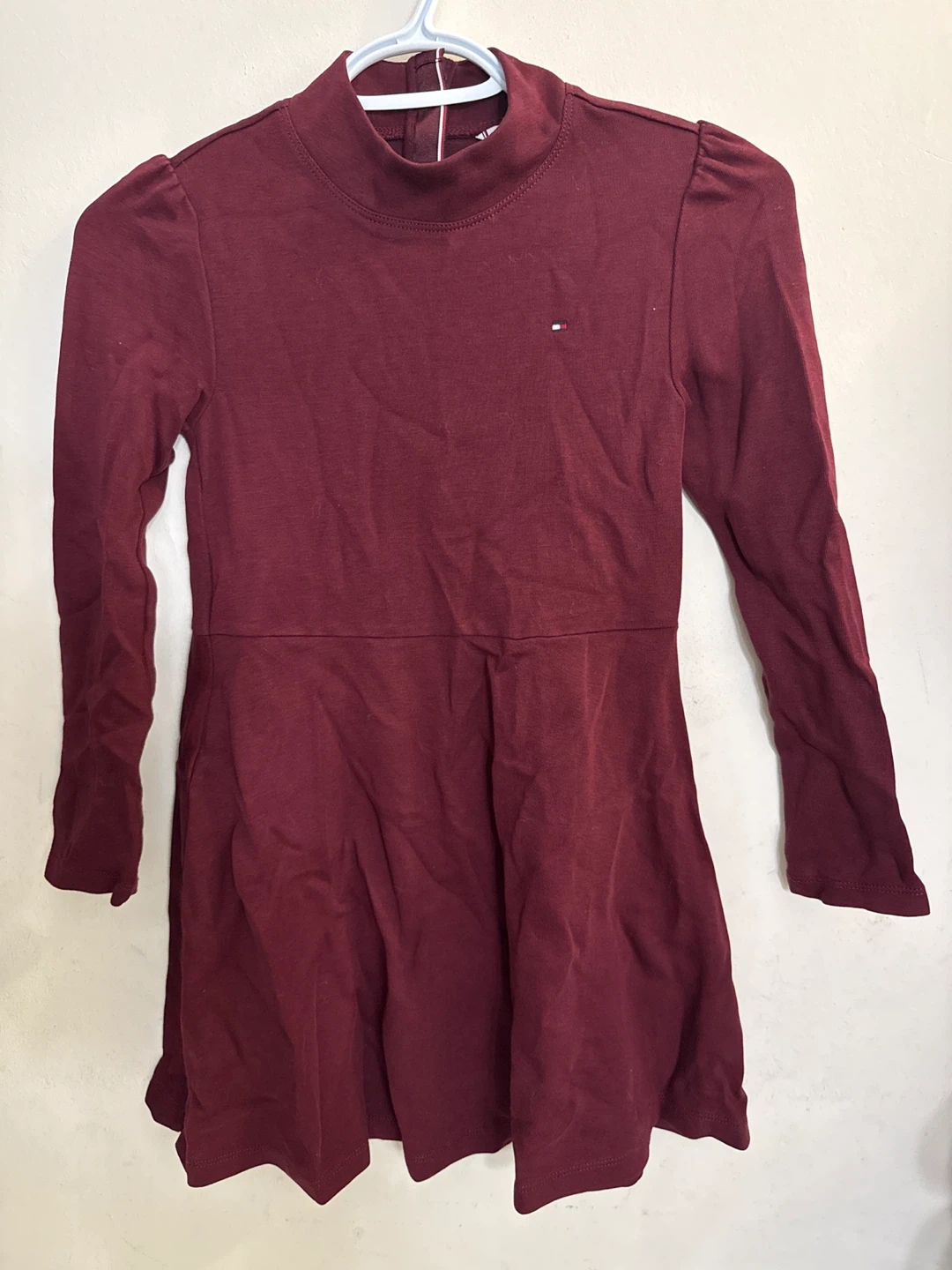 Tommy Hilfiger Girls Burgundy Mock Neck Dress (8-10)