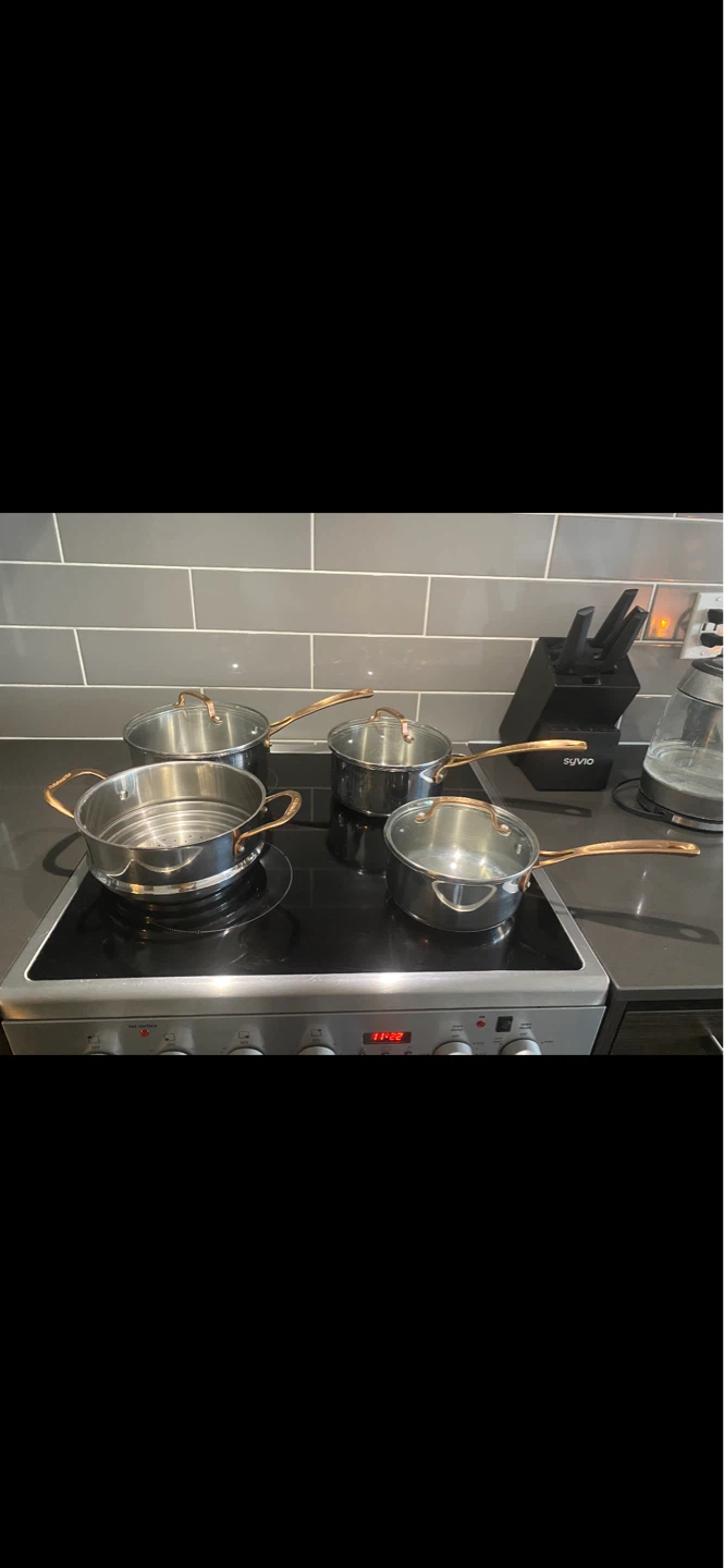 Stainless Steel Pots and Pans Set with Copper Handles ⚽