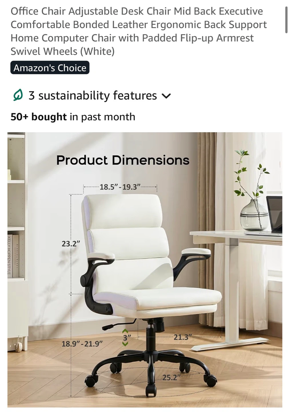 White Leather Office Chair - photo 2