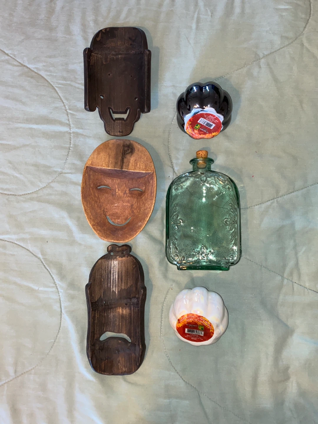 Assorted Decorative Masks, Glass Gourds  and Glass Bottle - photo 2