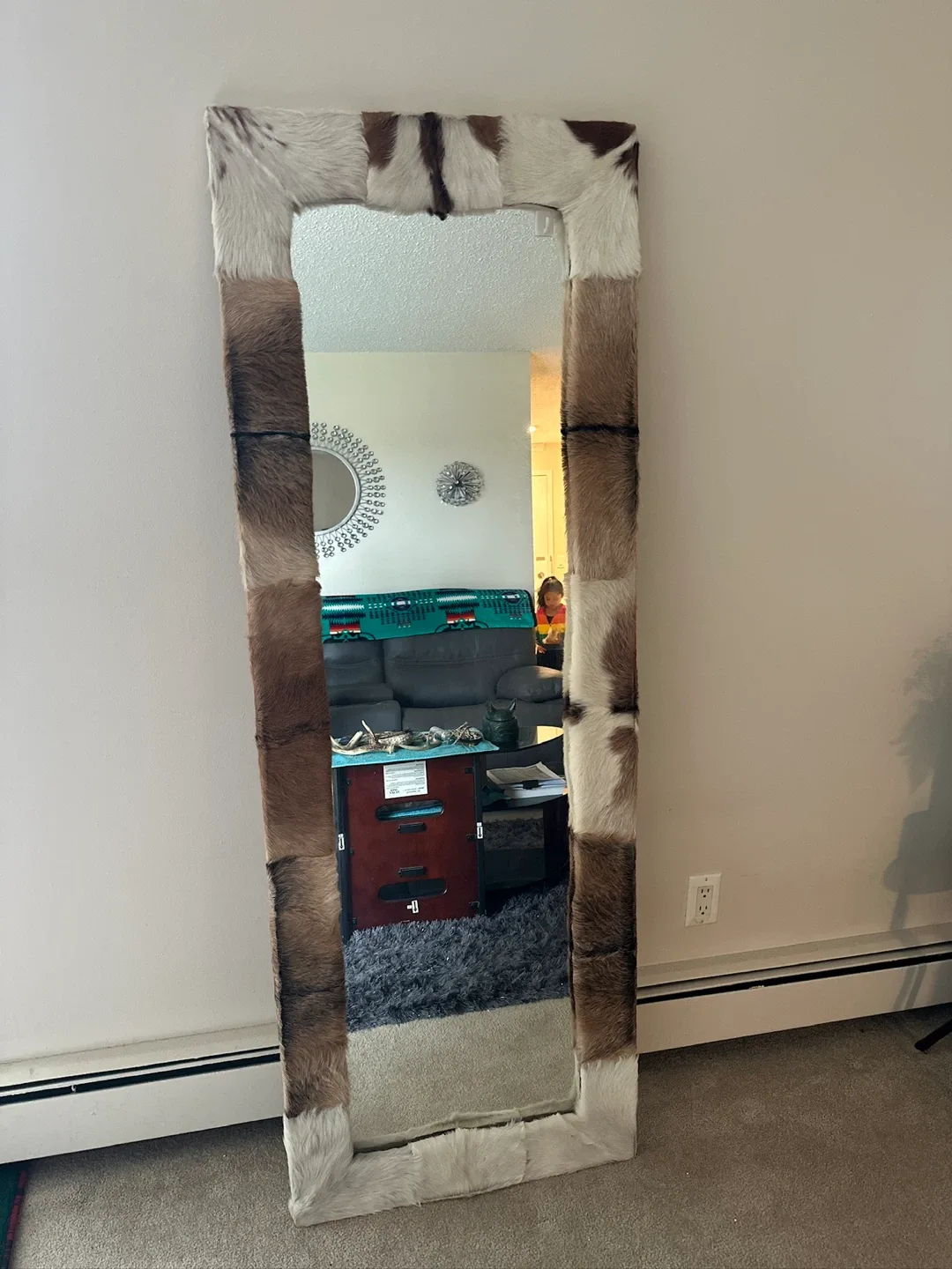Cowhide Accent Mirror