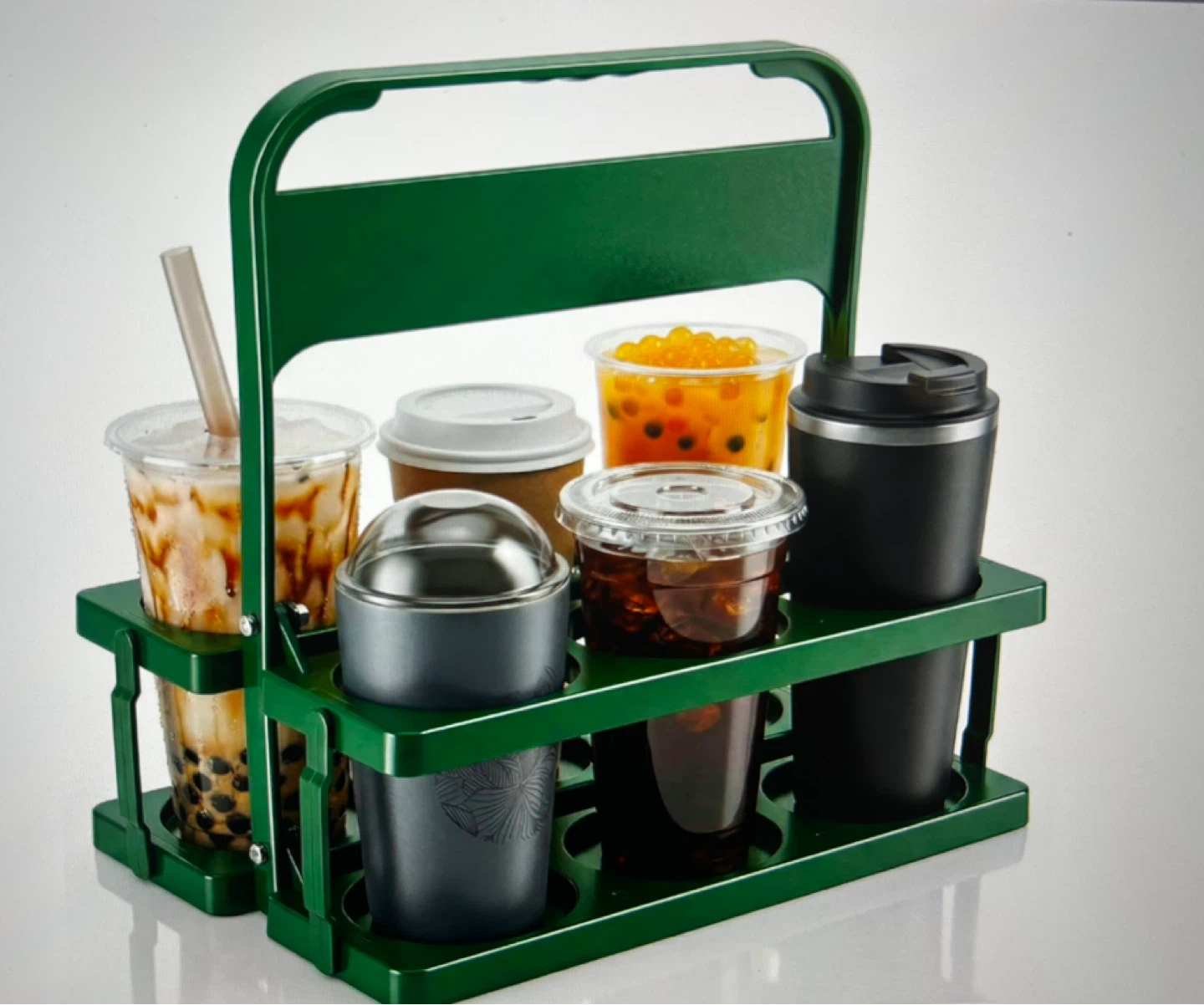 Green Foldable 6-Cup Beverage Carrier - photo 3
