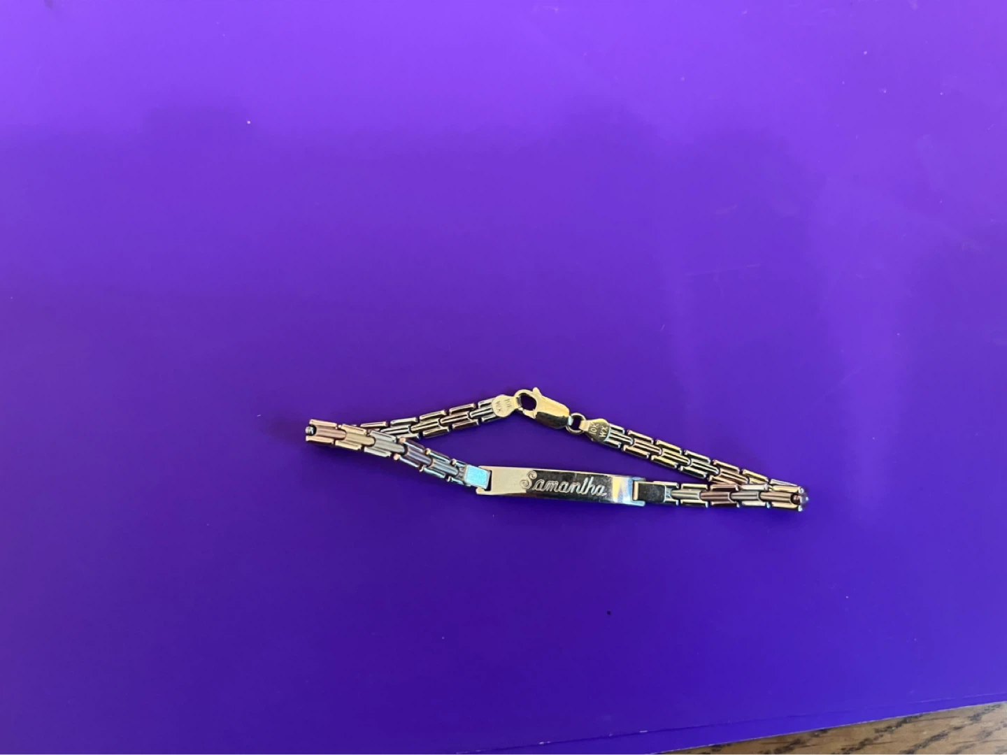10K Gold ID Bracelet with 'Samantha' Engraving - photo 5