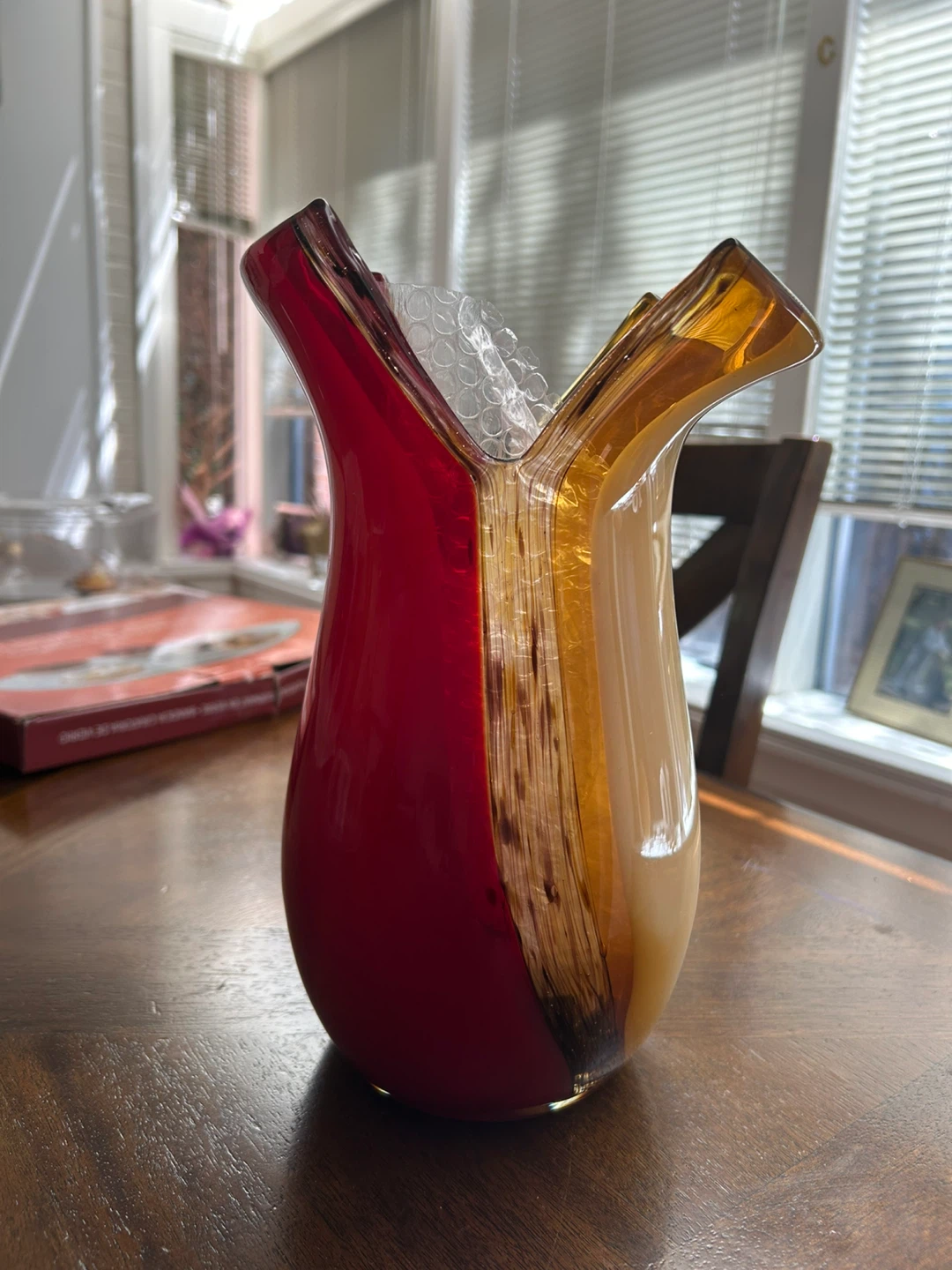 Vase - Red and Amber Glass