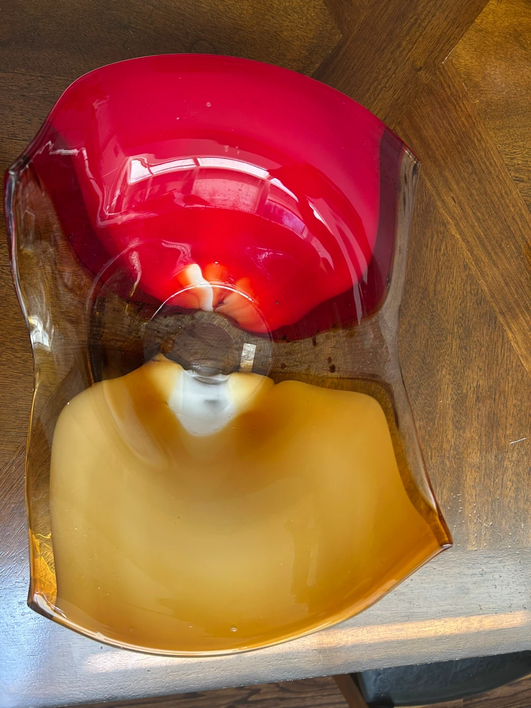 Glass Bowl - Red and Amber