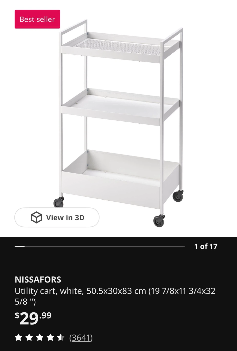 IKEA NISSAFORS White Utility Cart