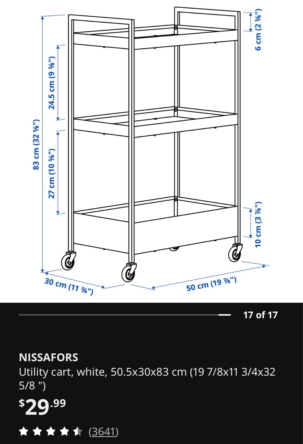 IKEA NISSAFORS White Utility Cart - photo 2