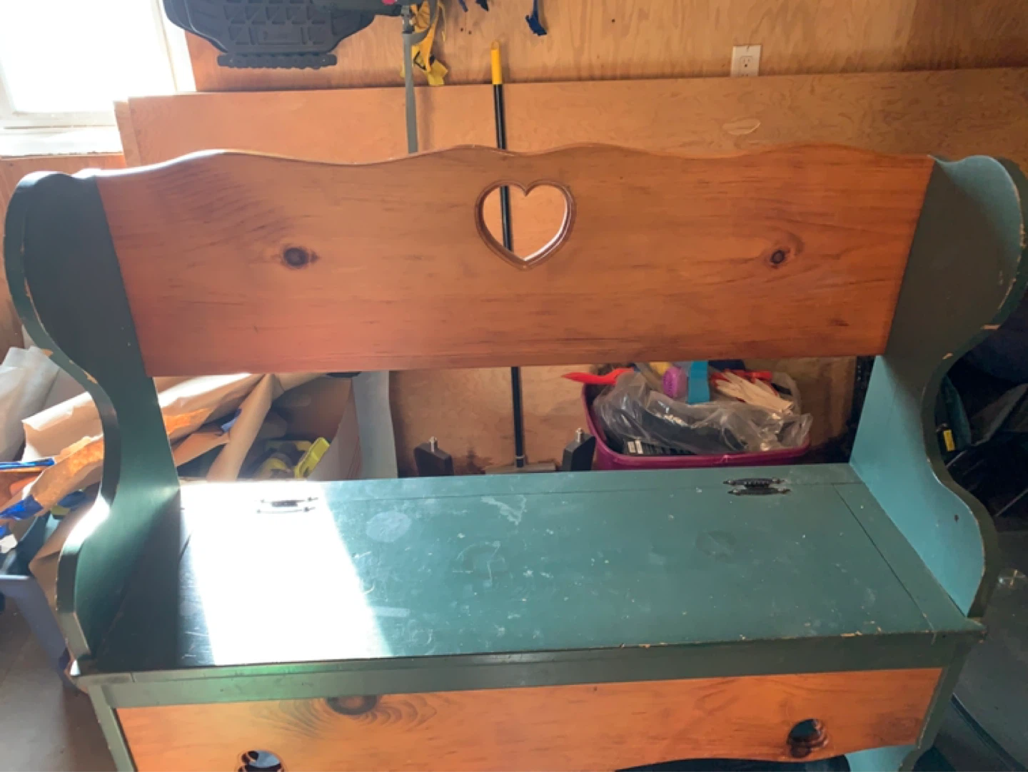 Wooden Storage Bench with Heart Detail - photo 3
