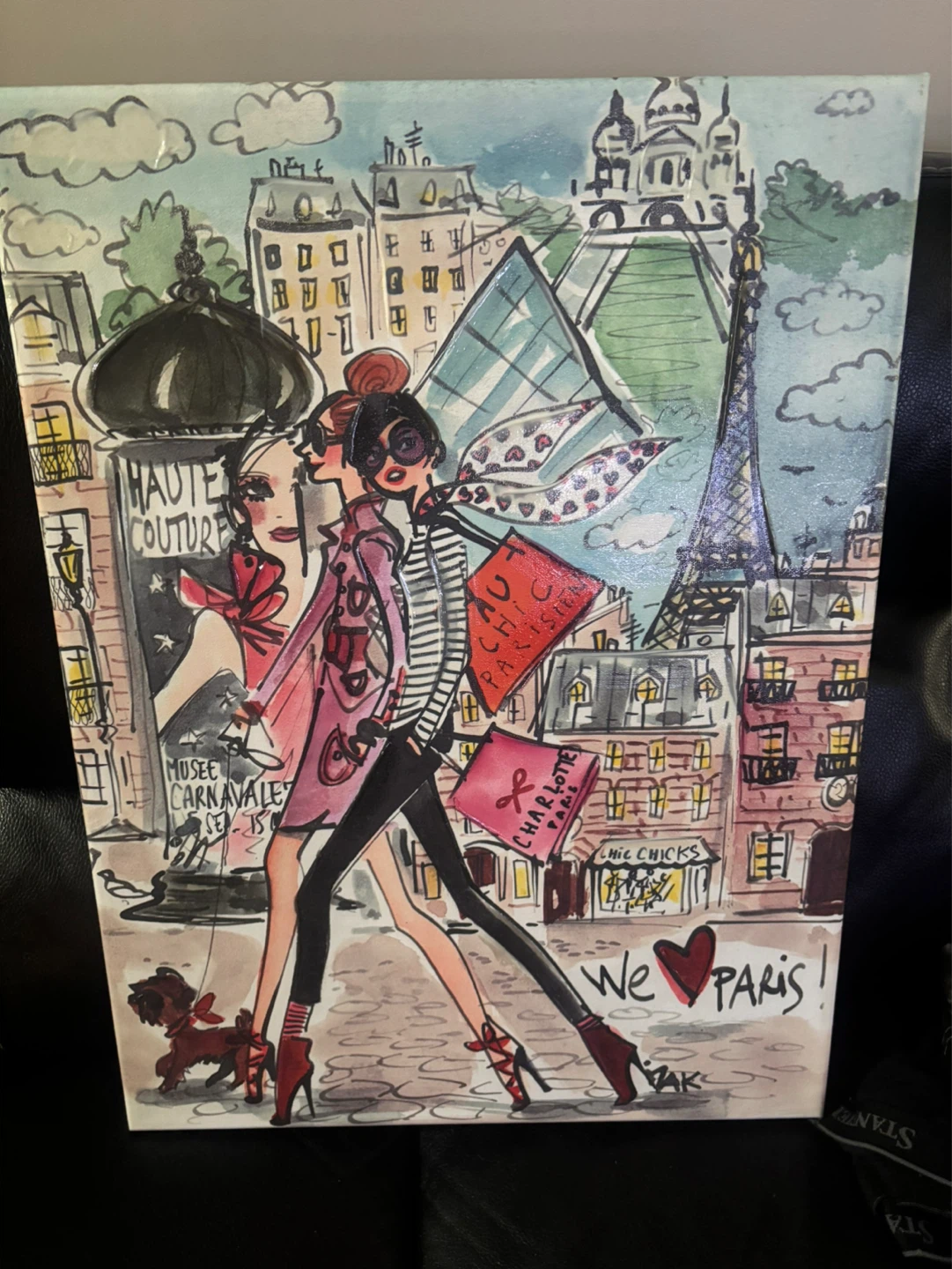 Izak Hand Embellished Giclée 'We Love Paris!' Print