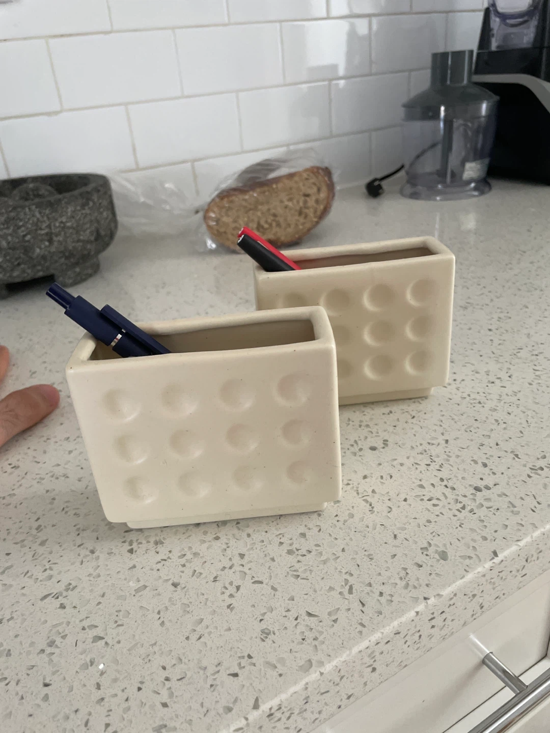 Set of 2 Ceramic Desk Organizers