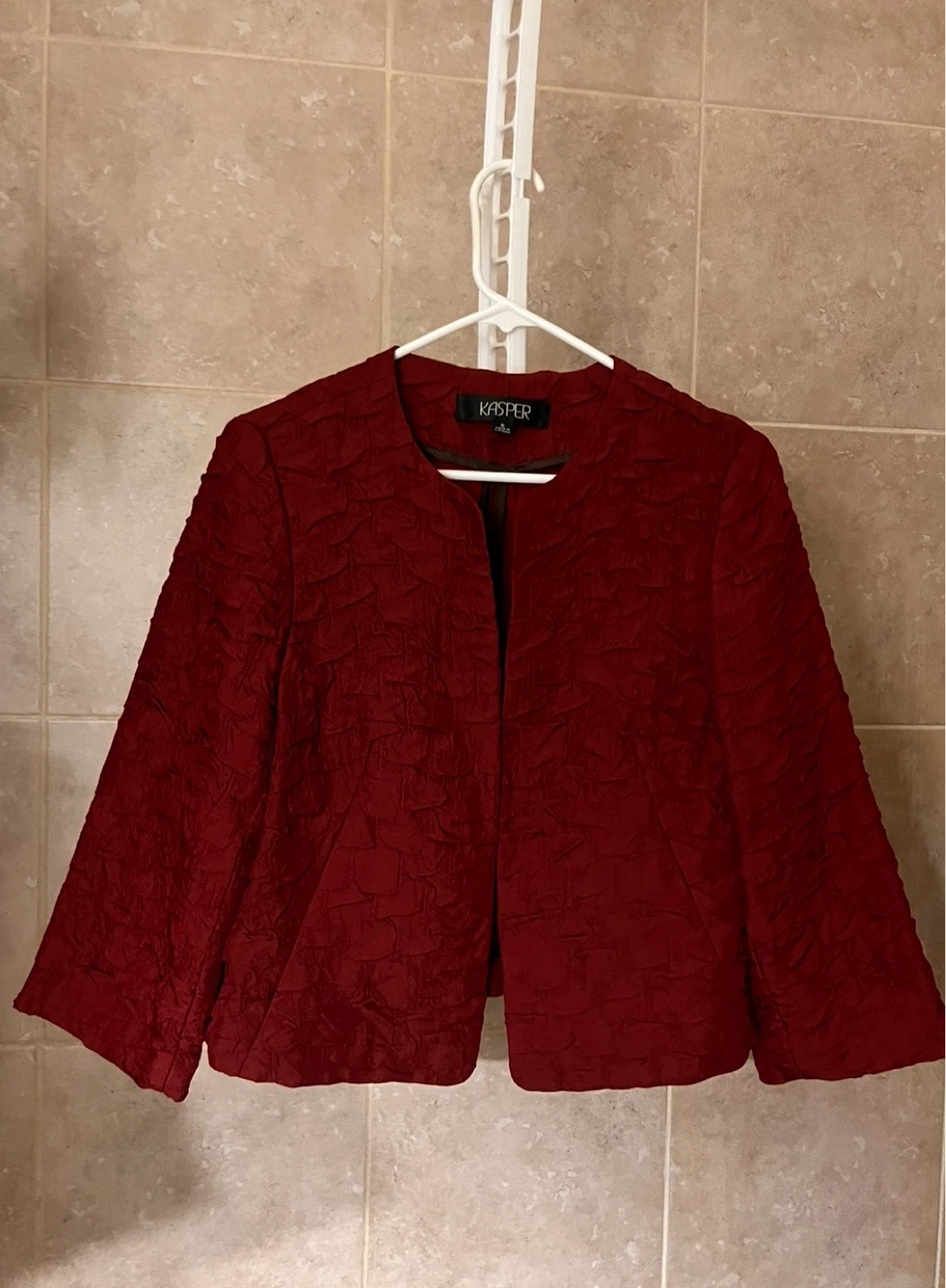 Kasper Dark Red Textured Jacket - Size M