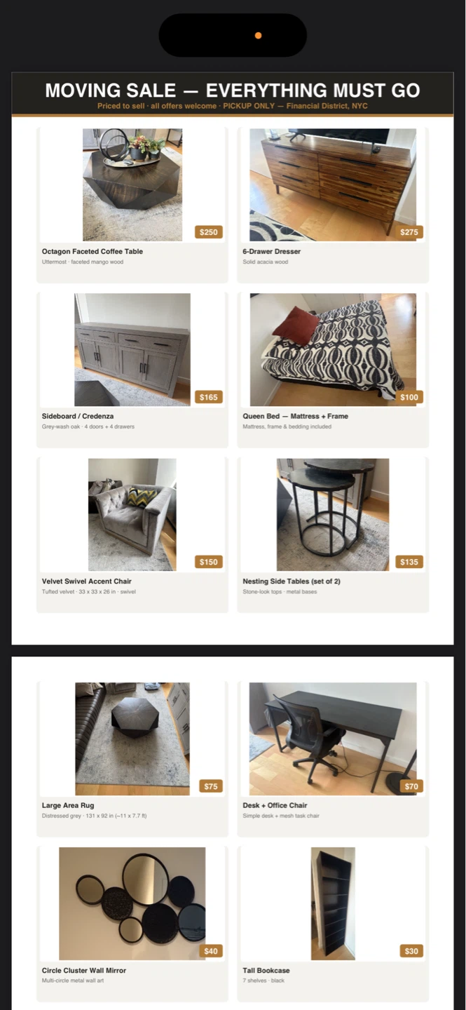 Apartment furniture sale
