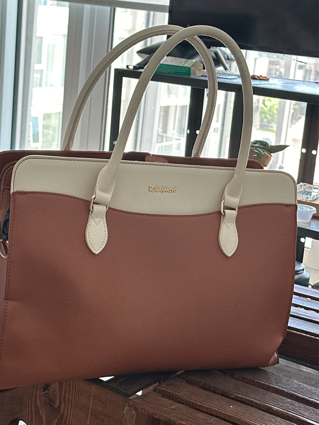 Rainsmore Tote Bag - Brown & Cream