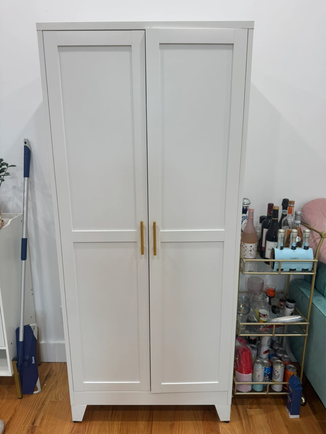 White Metal Two-Door Storage Cabinet